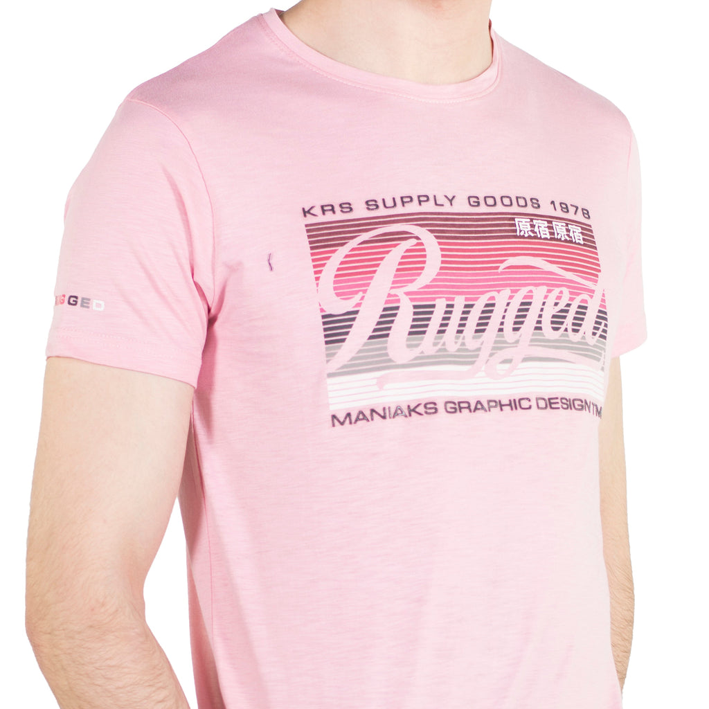 Camiseta Hombre Manga Corta Estampado Gráfico en el Pecho – Koroshi 2011MC26