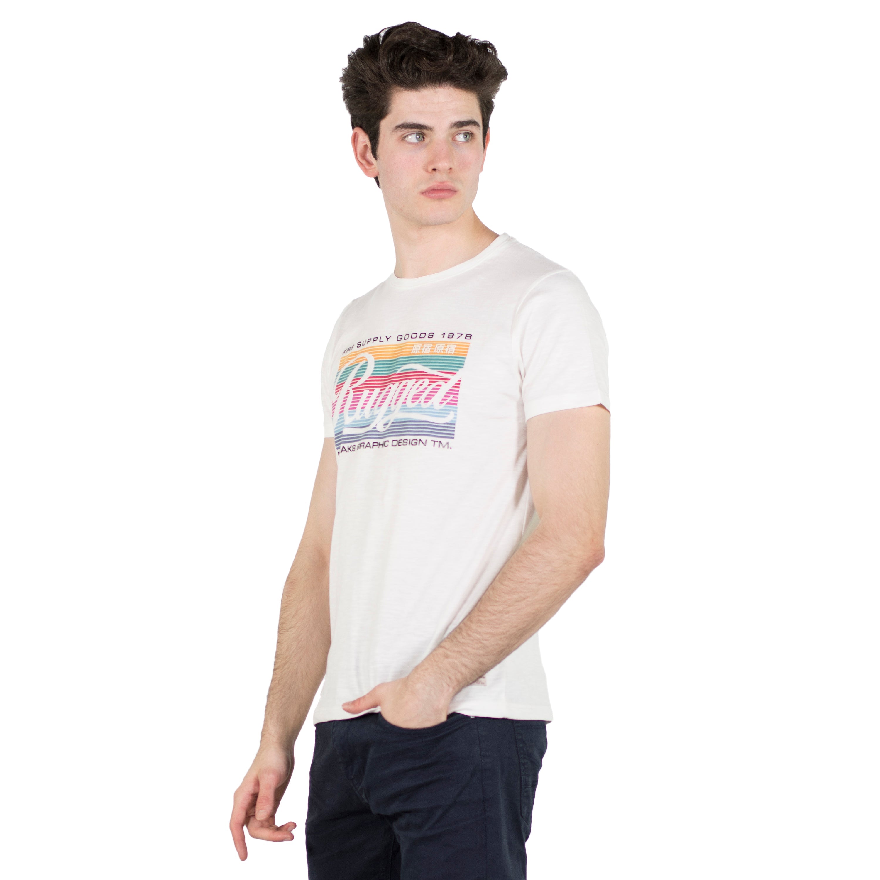 Camiseta Hombre Manga Corta Estampado Gráfico en el Pecho – Koroshi 2011MC26