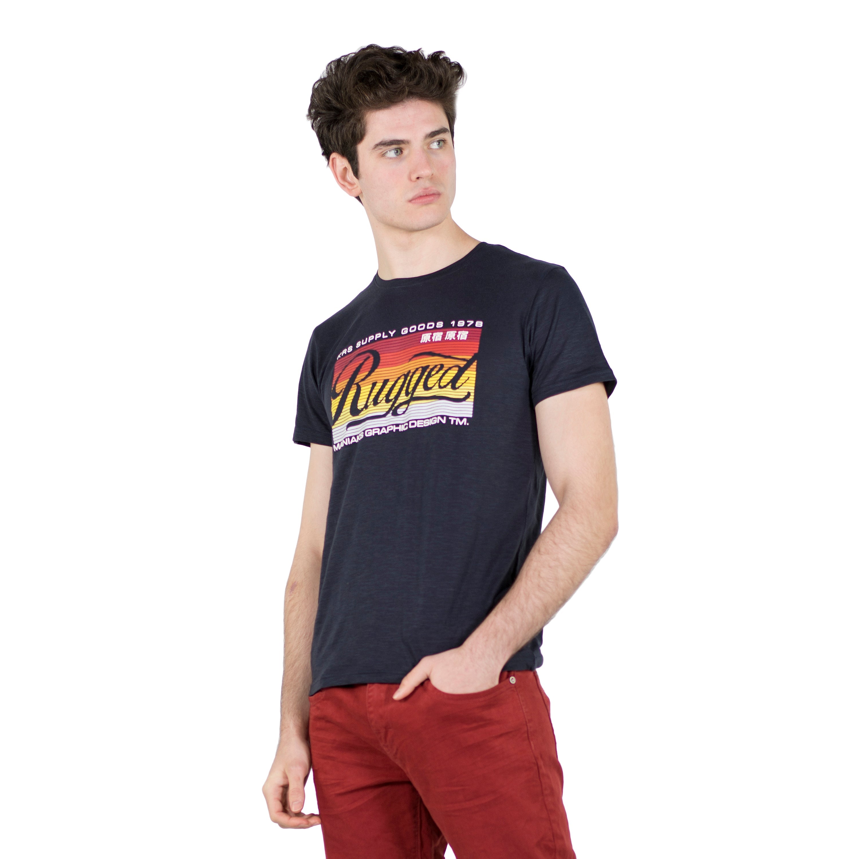 Camiseta Hombre Manga Corta Estampado Gráfico en el Pecho – Koroshi 2011MC26