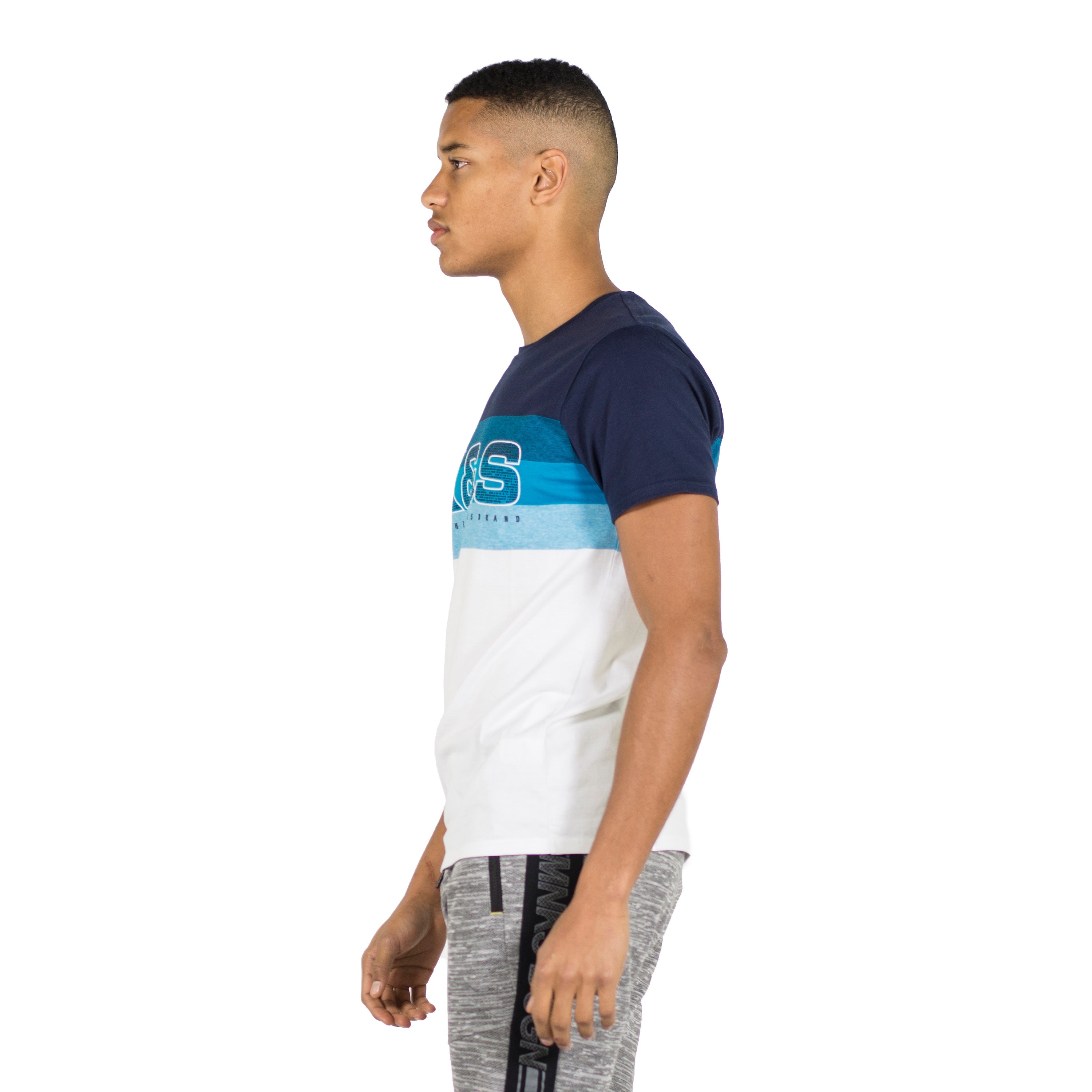Camiseta Hombre Manga Corta Bloques de Color y Texto – Koroshi 2011MC28