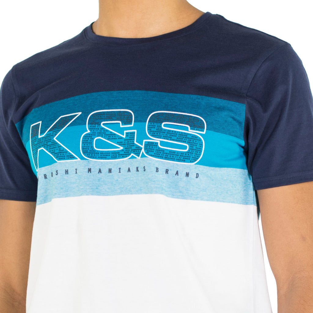 Camiseta Hombre Manga Corta Bloques de Color y Texto – Koroshi 2011MC28