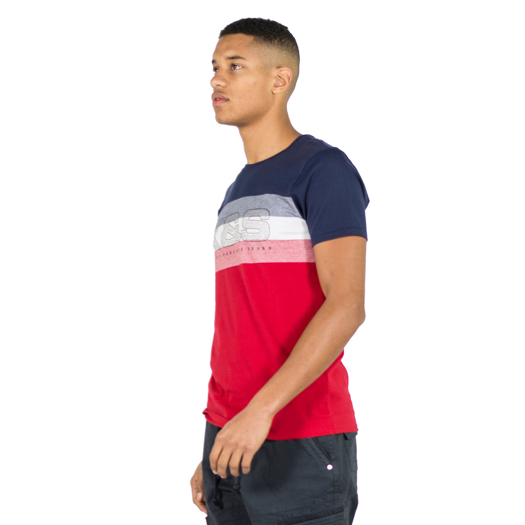Camiseta Hombre Manga Corta Bloques de Color y Texto – Koroshi 2011MC28