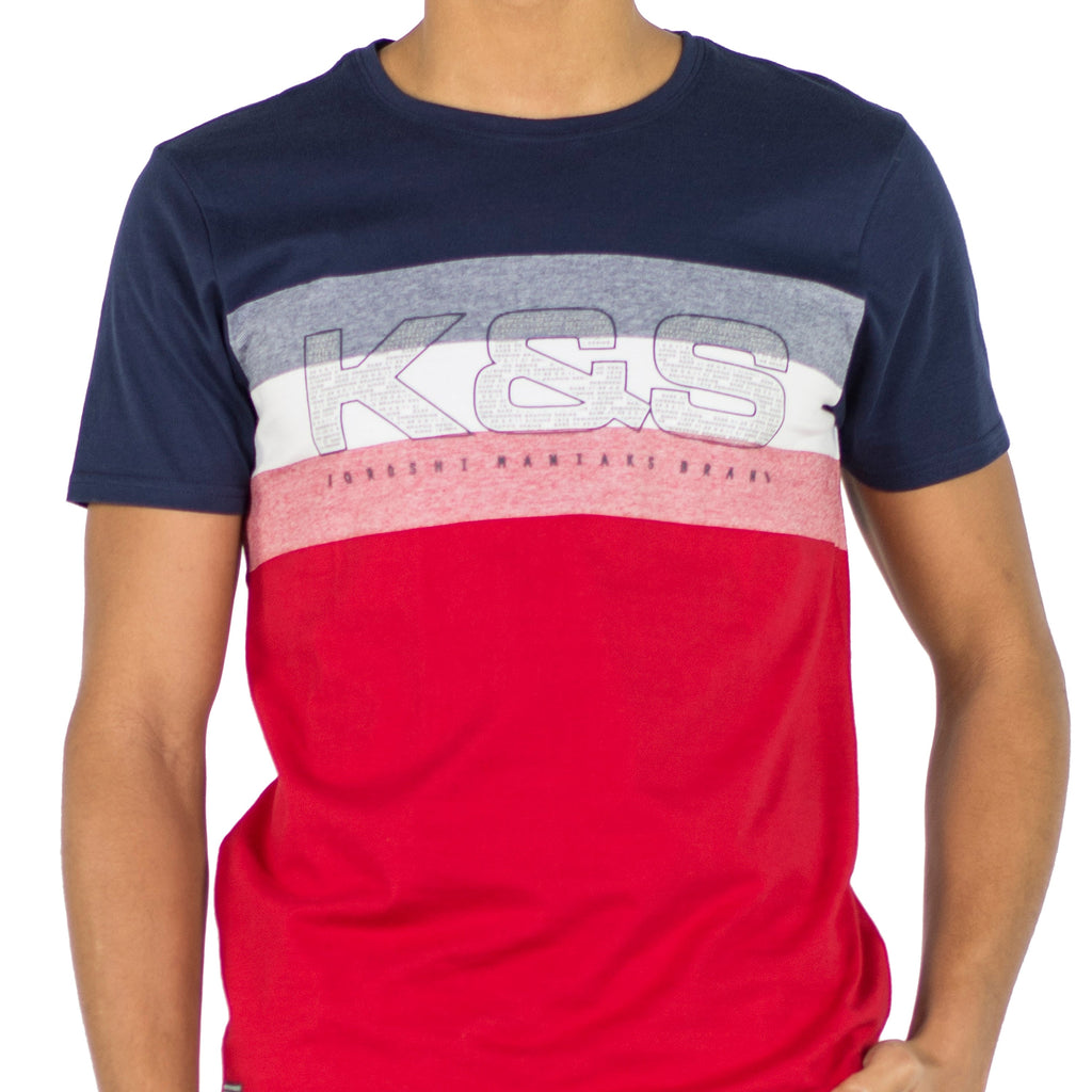 Camiseta Hombre Manga Corta Bloques de Color y Texto – Koroshi 2011MC28