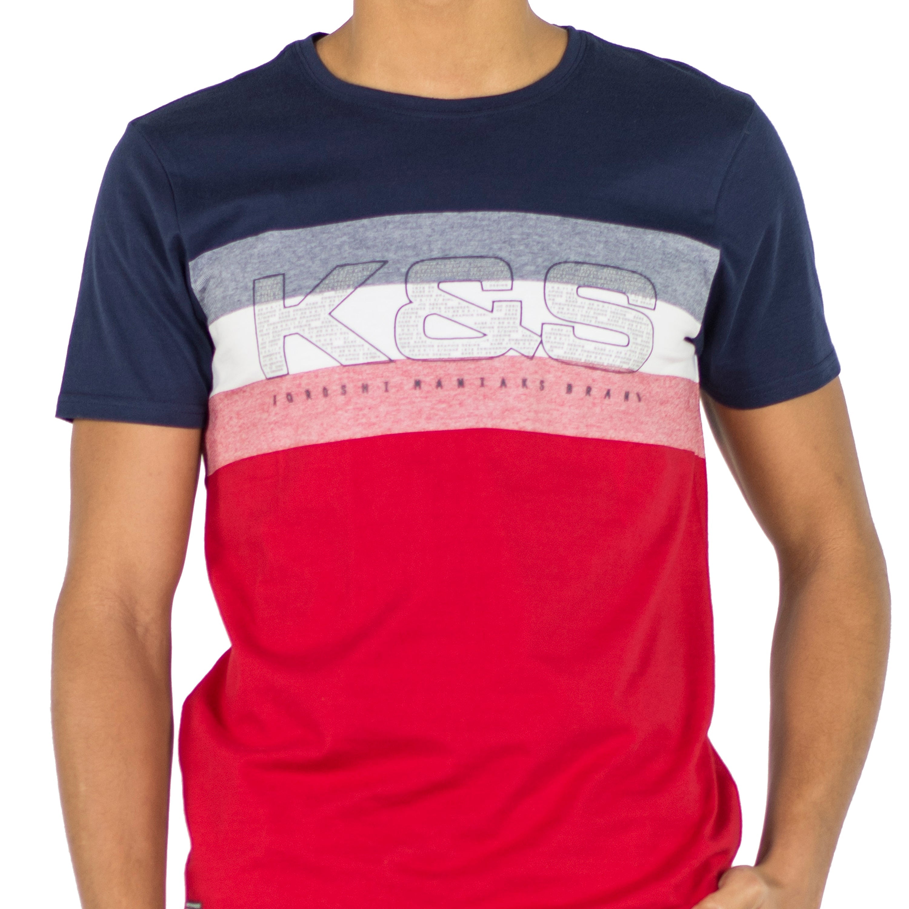 Camiseta Hombre Manga Corta Bloques de Color y Texto – Koroshi 2011MC28