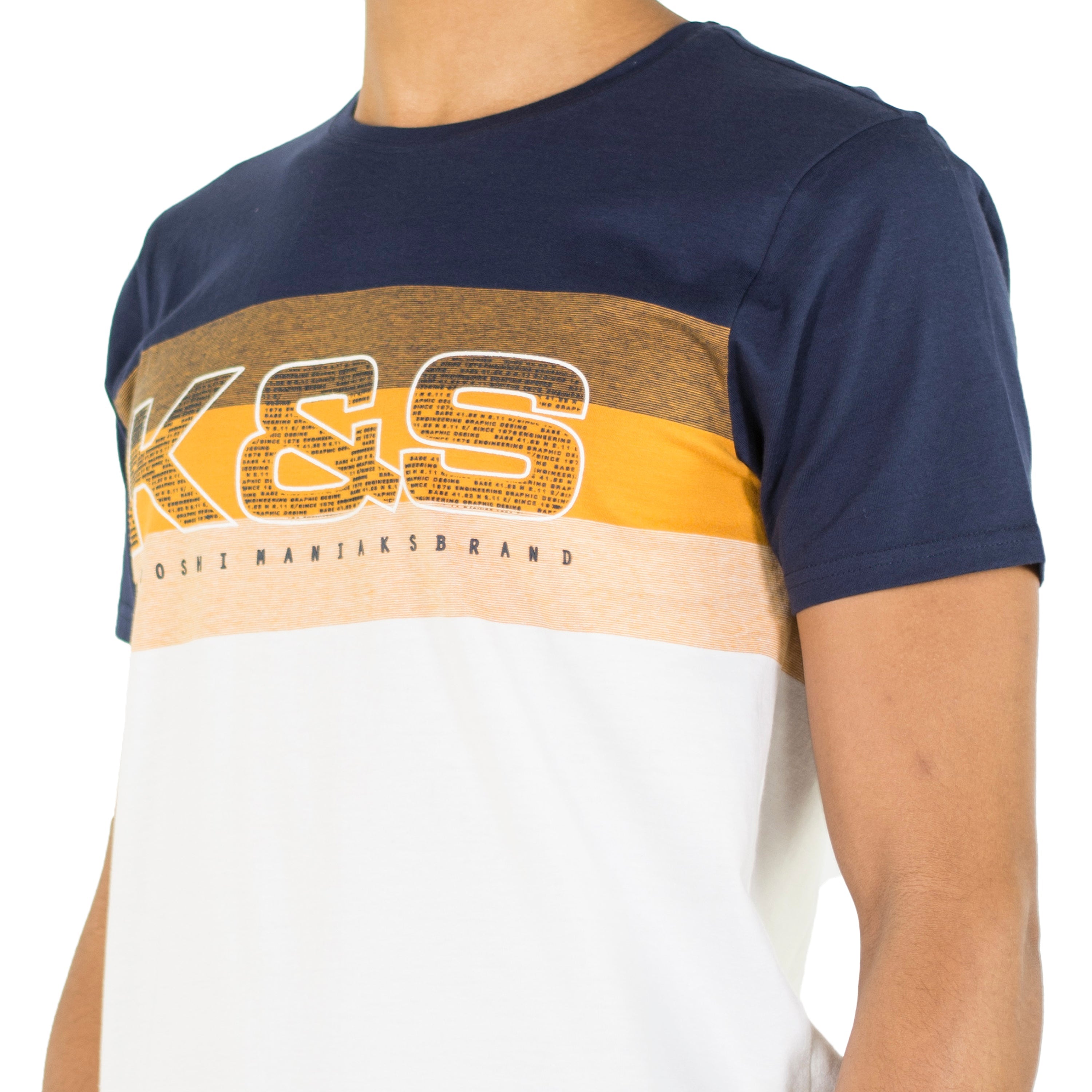 Camiseta Hombre Manga Corta Bloques de Color y Texto – Koroshi 2011MC28
