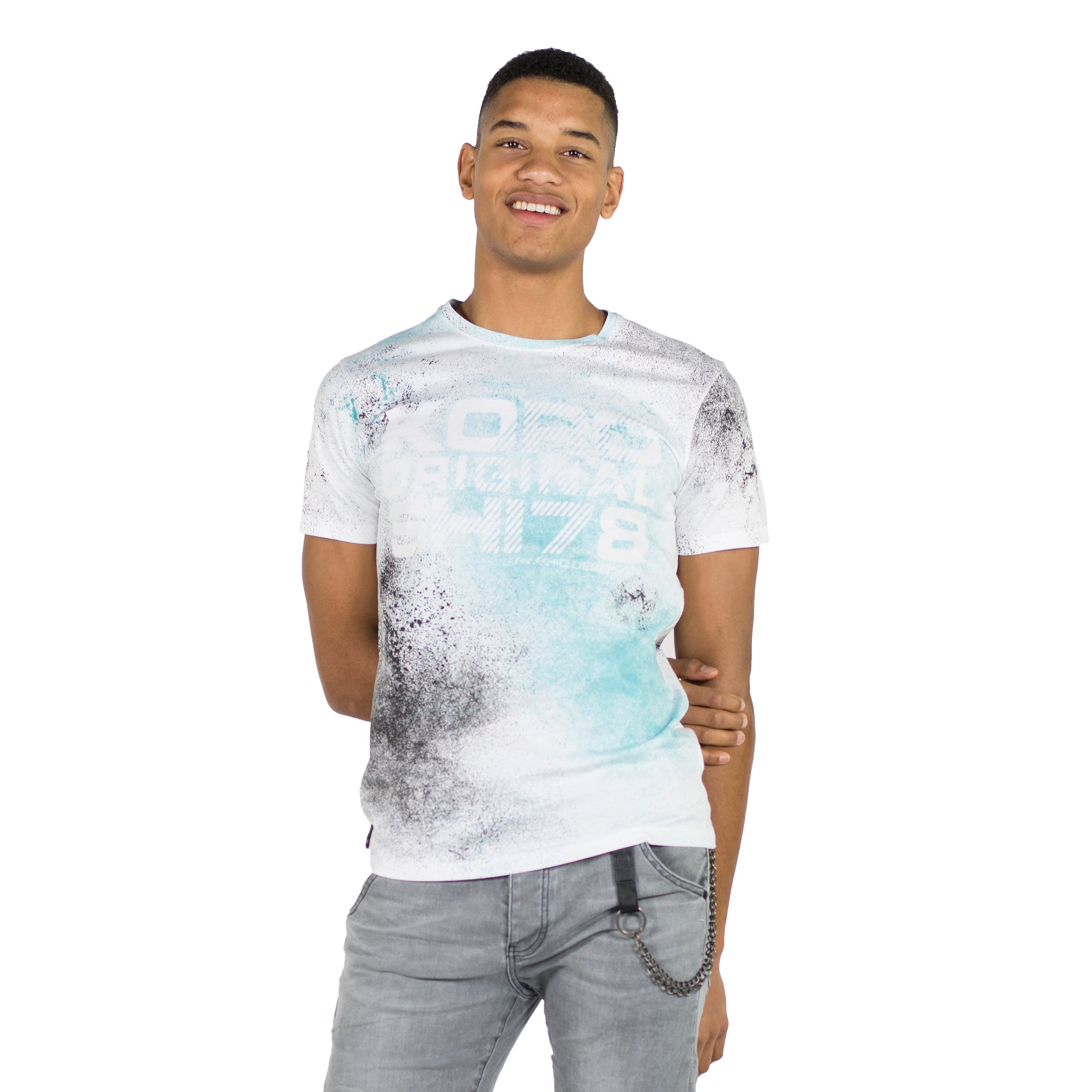 Camiseta Hombre Manga Corta Estampado All Over – Koroshi 2011MC39
