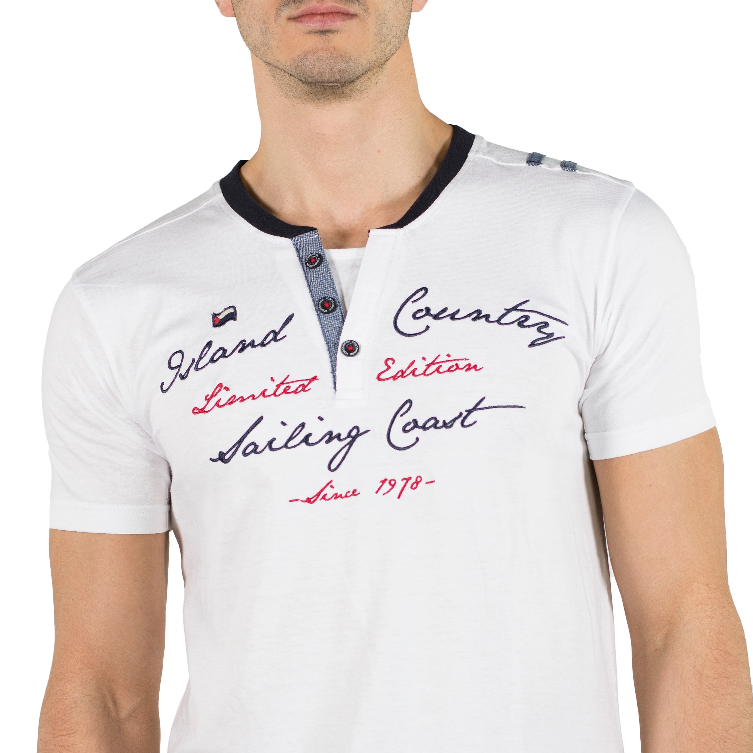 Camiseta Hombre Cuello Panadero Bordada – Koroshi 2011MC49