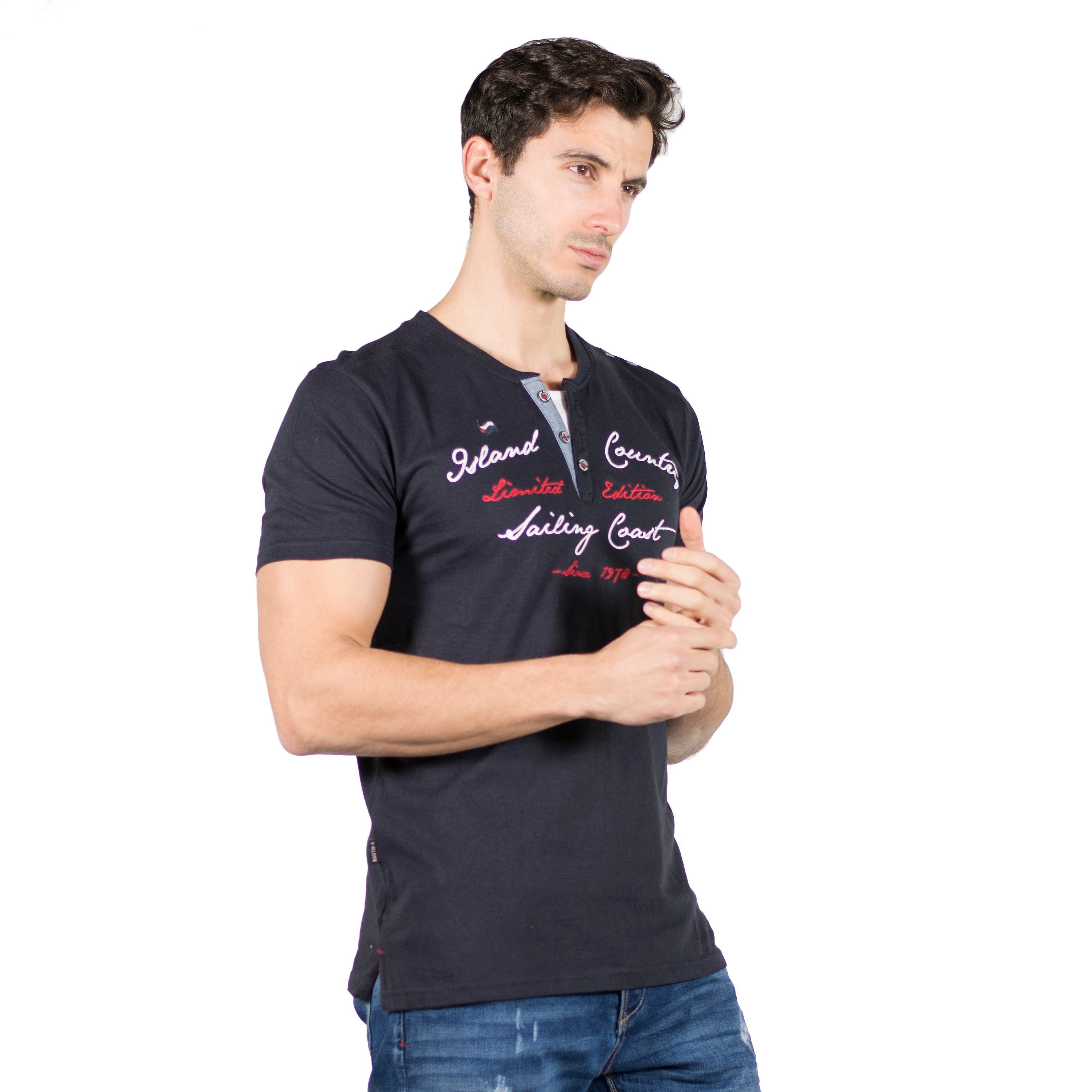 Camiseta Hombre Cuello Panadero Bordada – Koroshi 2011MC49