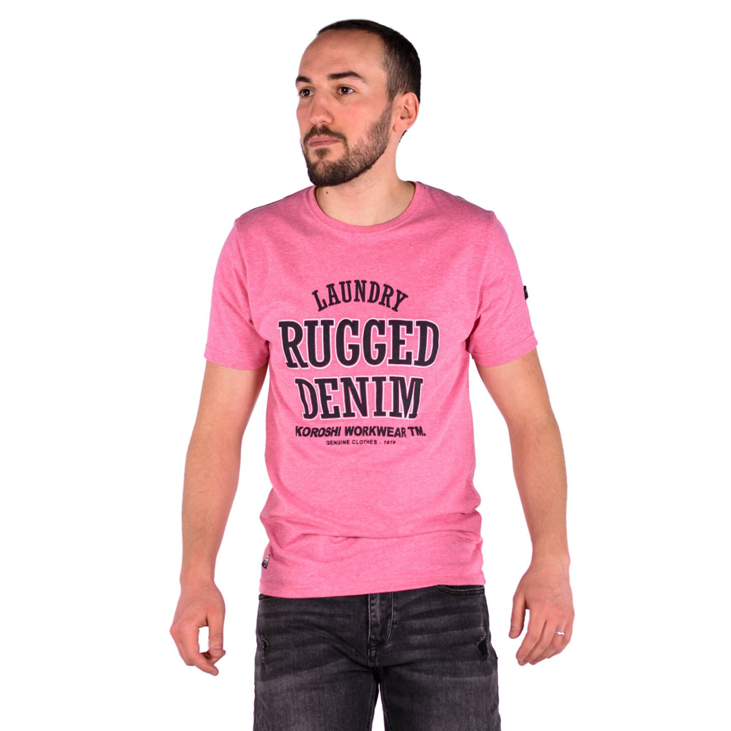 Camiseta Hombre Manga Corta Jaspeada Estampada – Koroshi 2011MC61