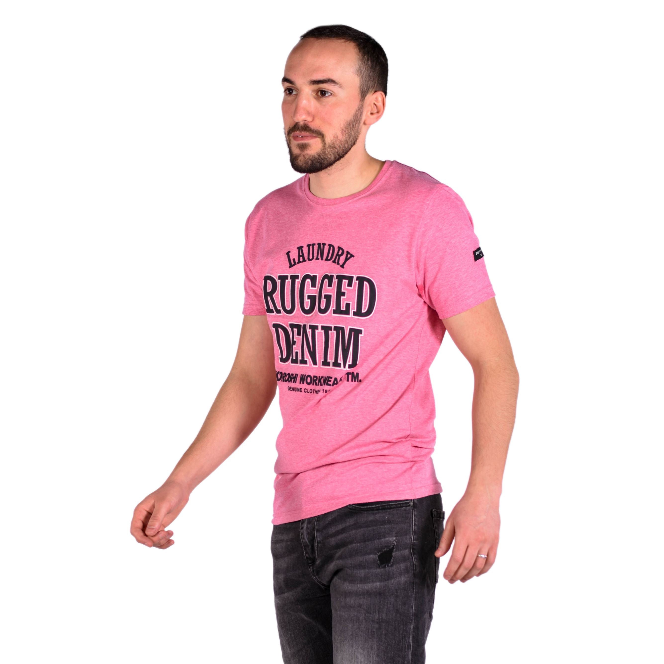 Camiseta Hombre Manga Corta Jaspeada Estampada – Koroshi 2011MC61