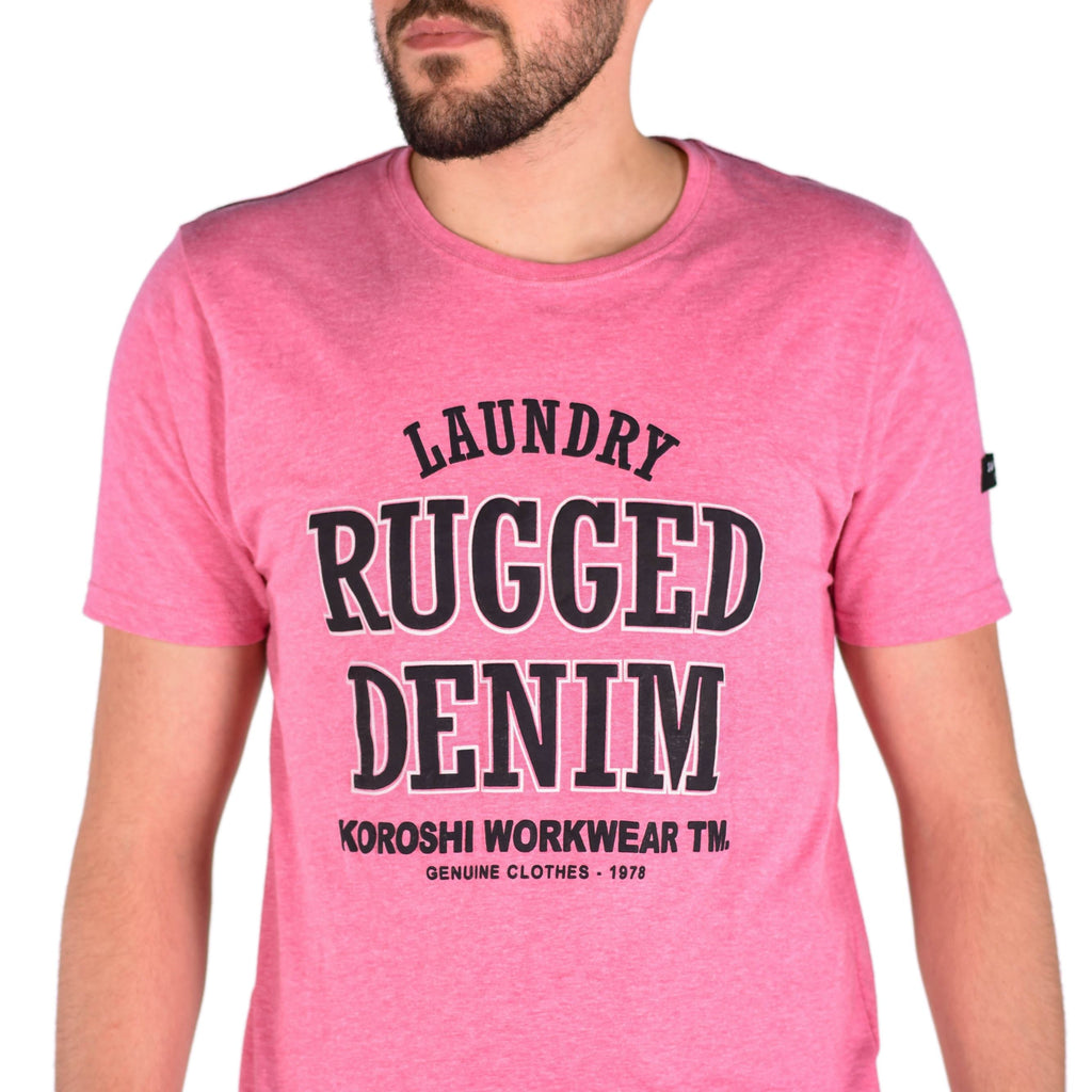 Camiseta Hombre Manga Corta Jaspeada Estampada – Koroshi 2011MC61
