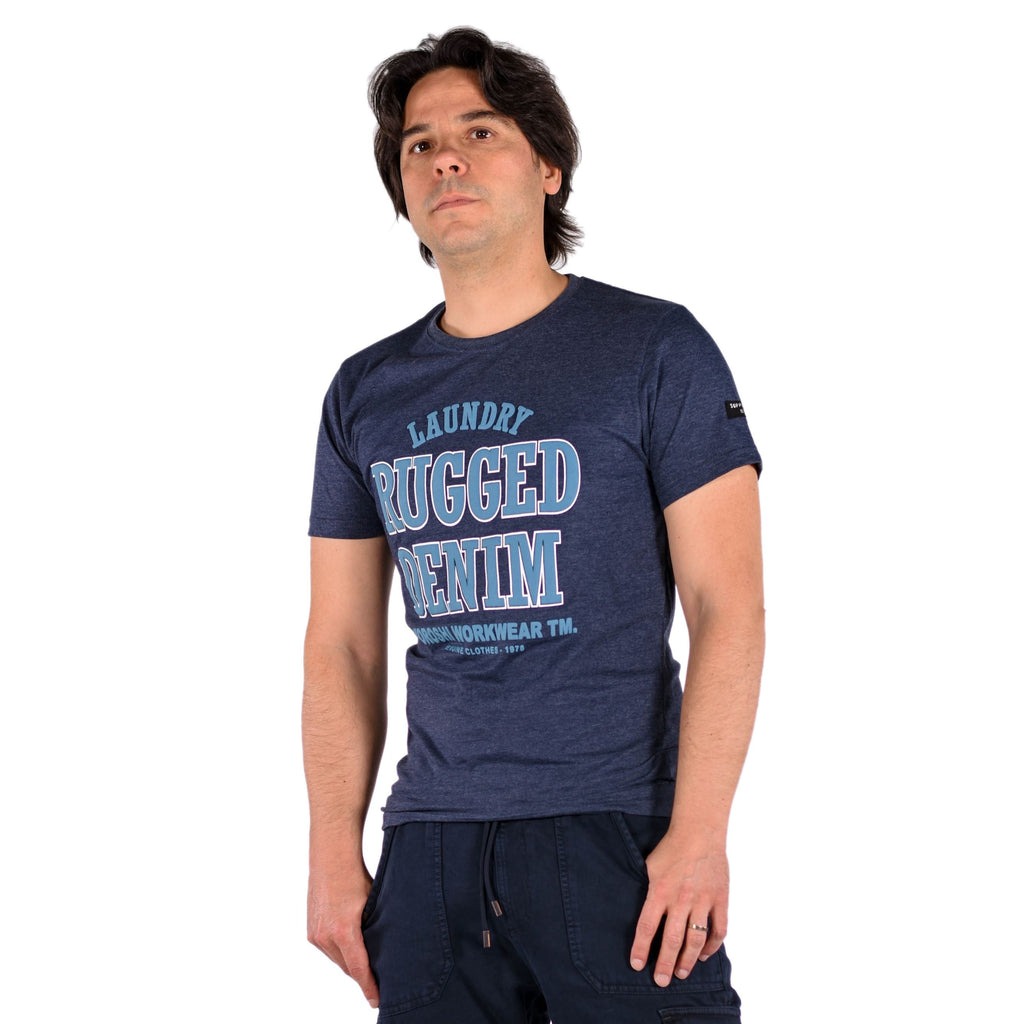 Camiseta Hombre Manga Corta Jaspeada Estampada – Koroshi 2011MC61
