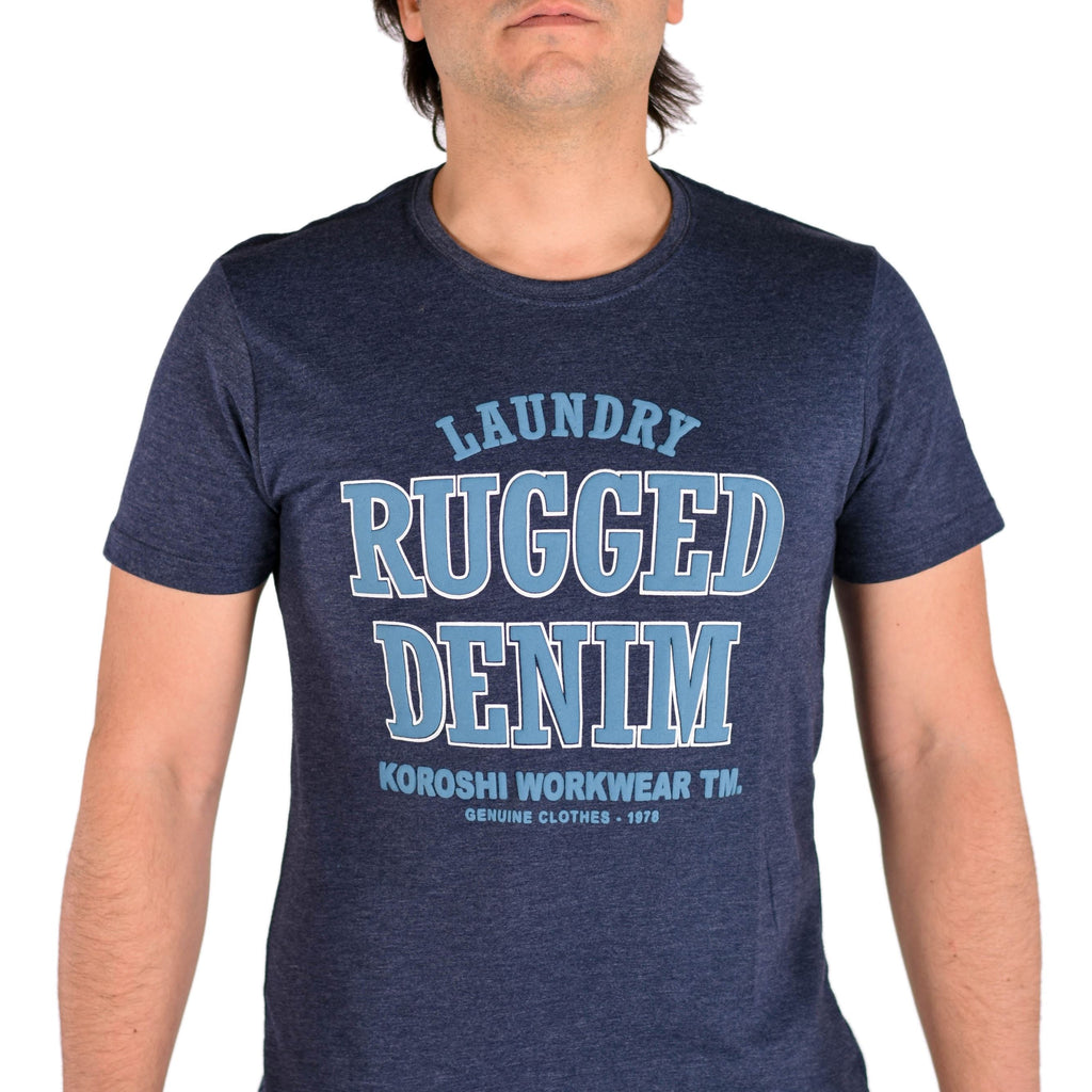 Camiseta Hombre Manga Corta Jaspeada Estampada – Koroshi 2011MC61