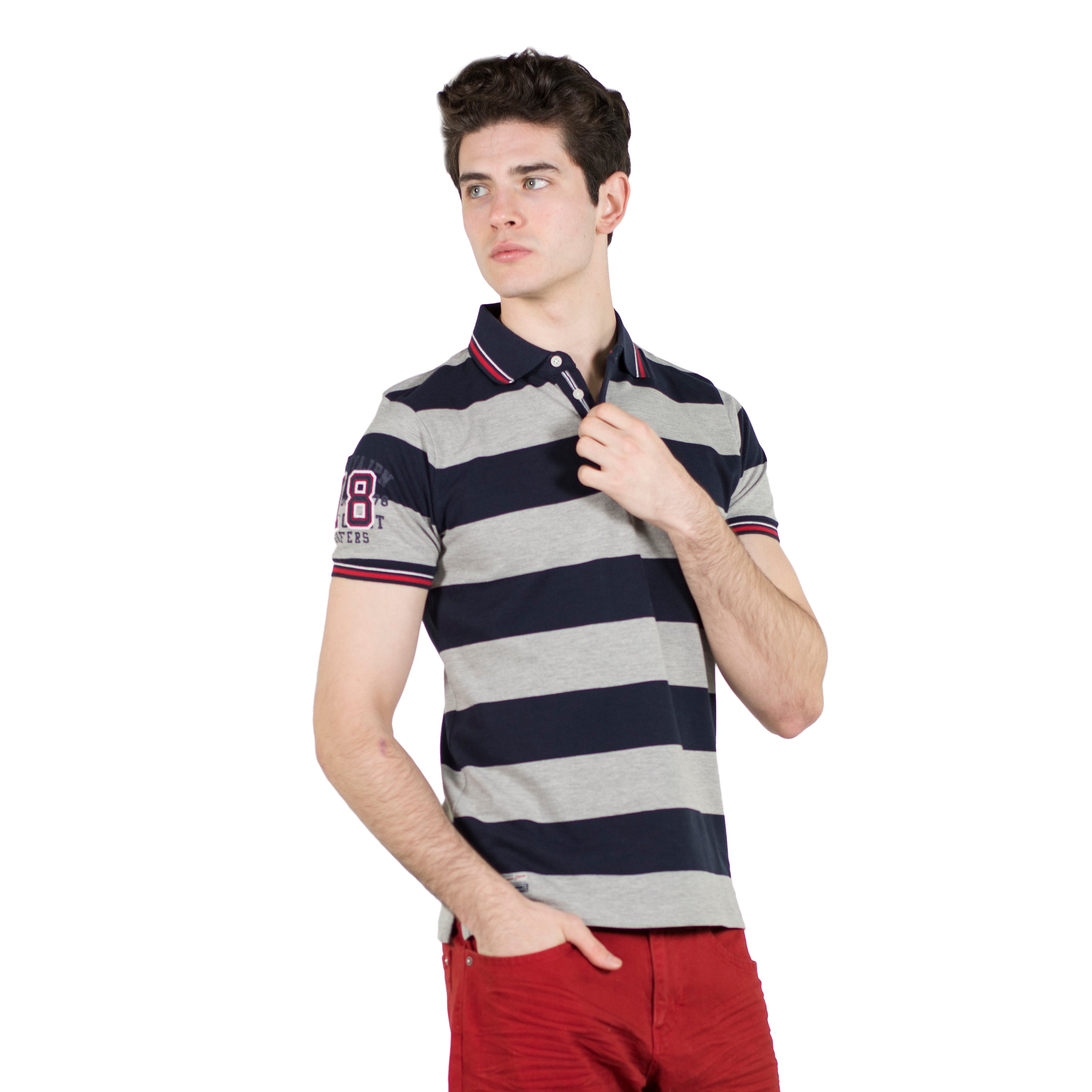 Polo Hombre Manga Corta Piqué Rayas – Koroshi 2011PC09