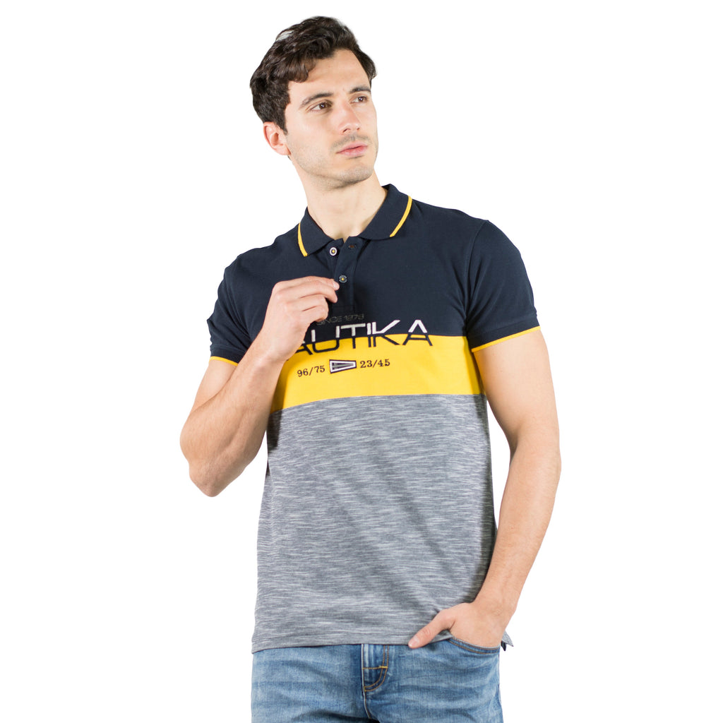 Polo Hombre Piqué Manga Corta Color Block – Koroshi 2011PC11