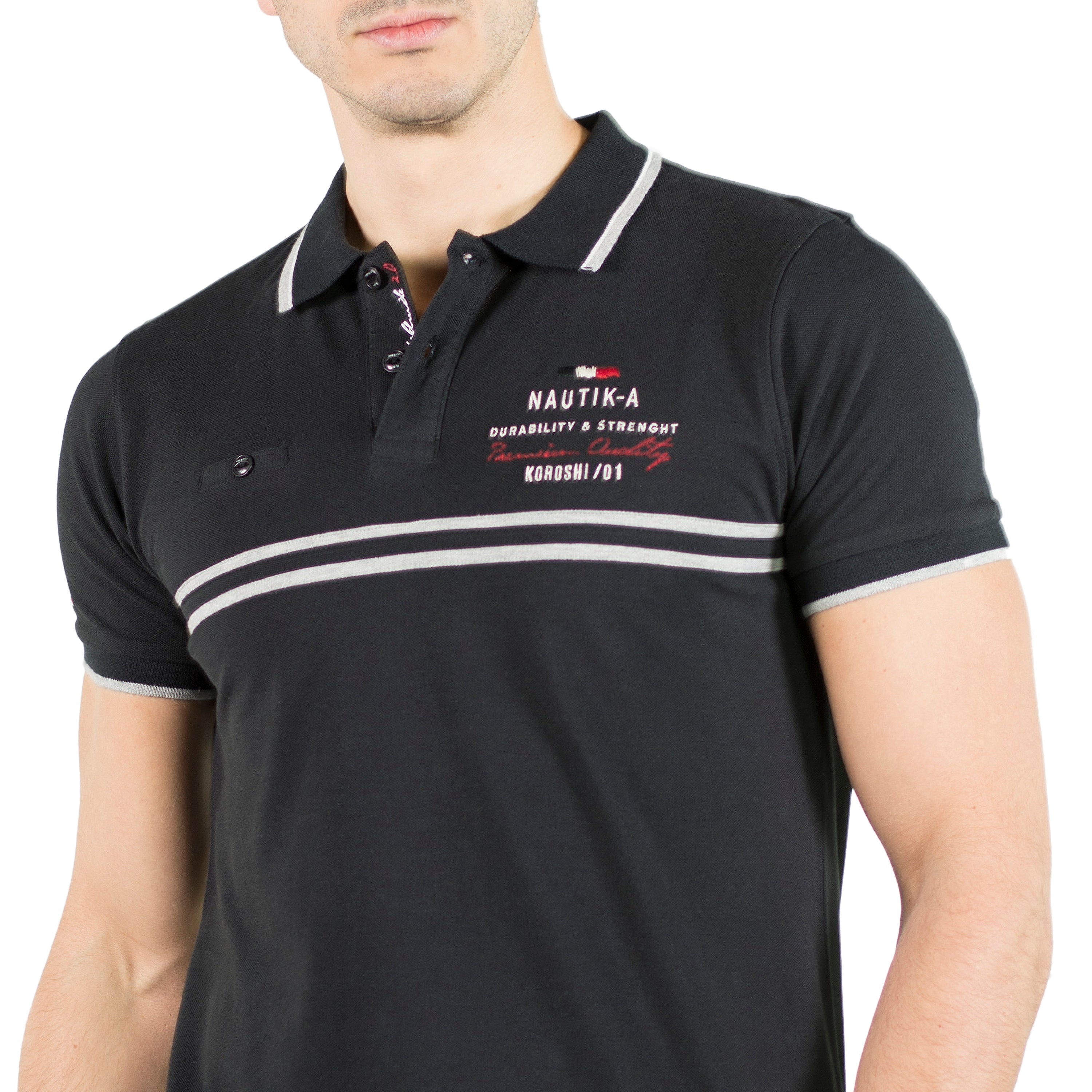 Polo Hombre Piqué Manga Corta con Cinta en Pecho – Koroshi 2011PC15