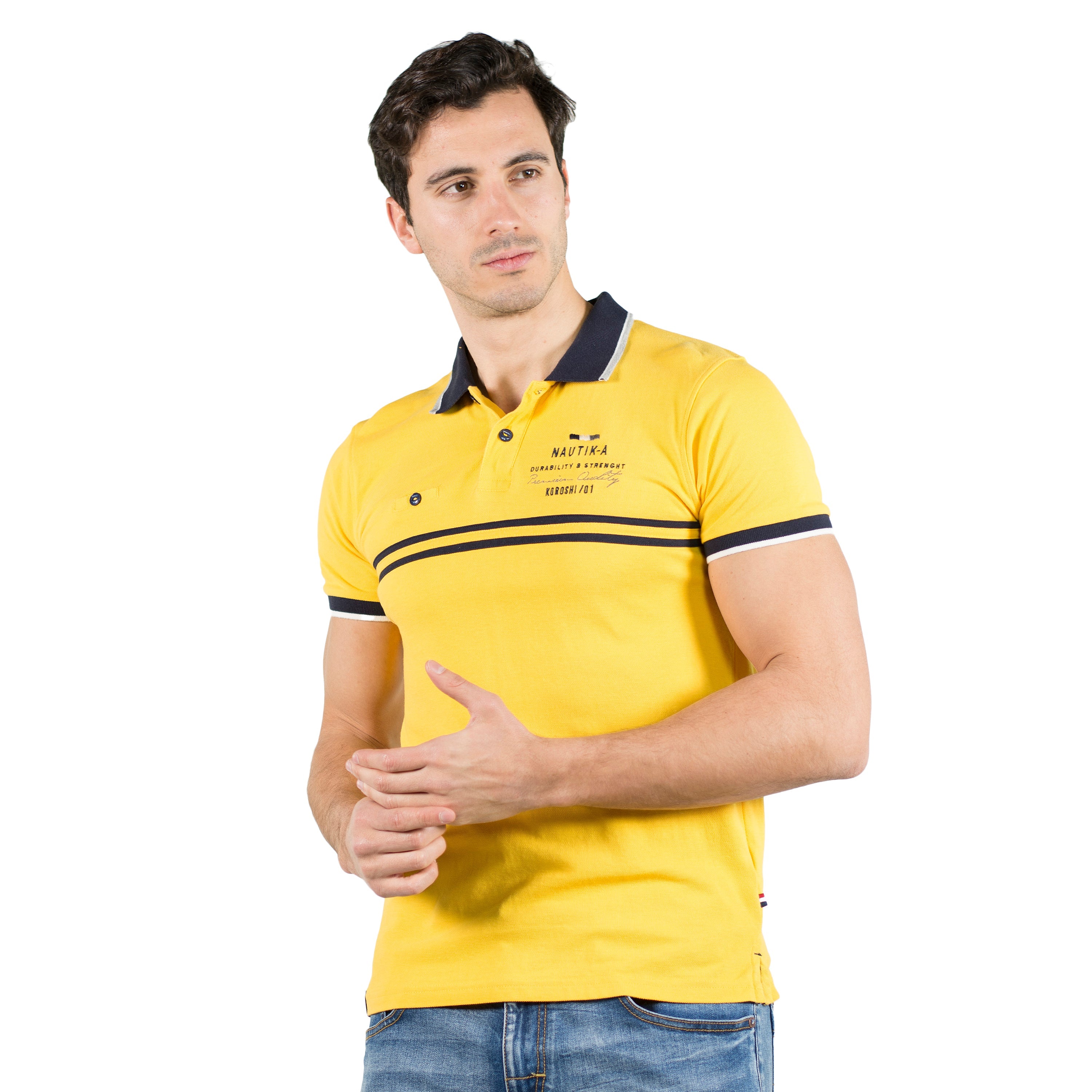 Polo Hombre Piqué Manga Corta con Cinta en Pecho – Koroshi 2011PC15