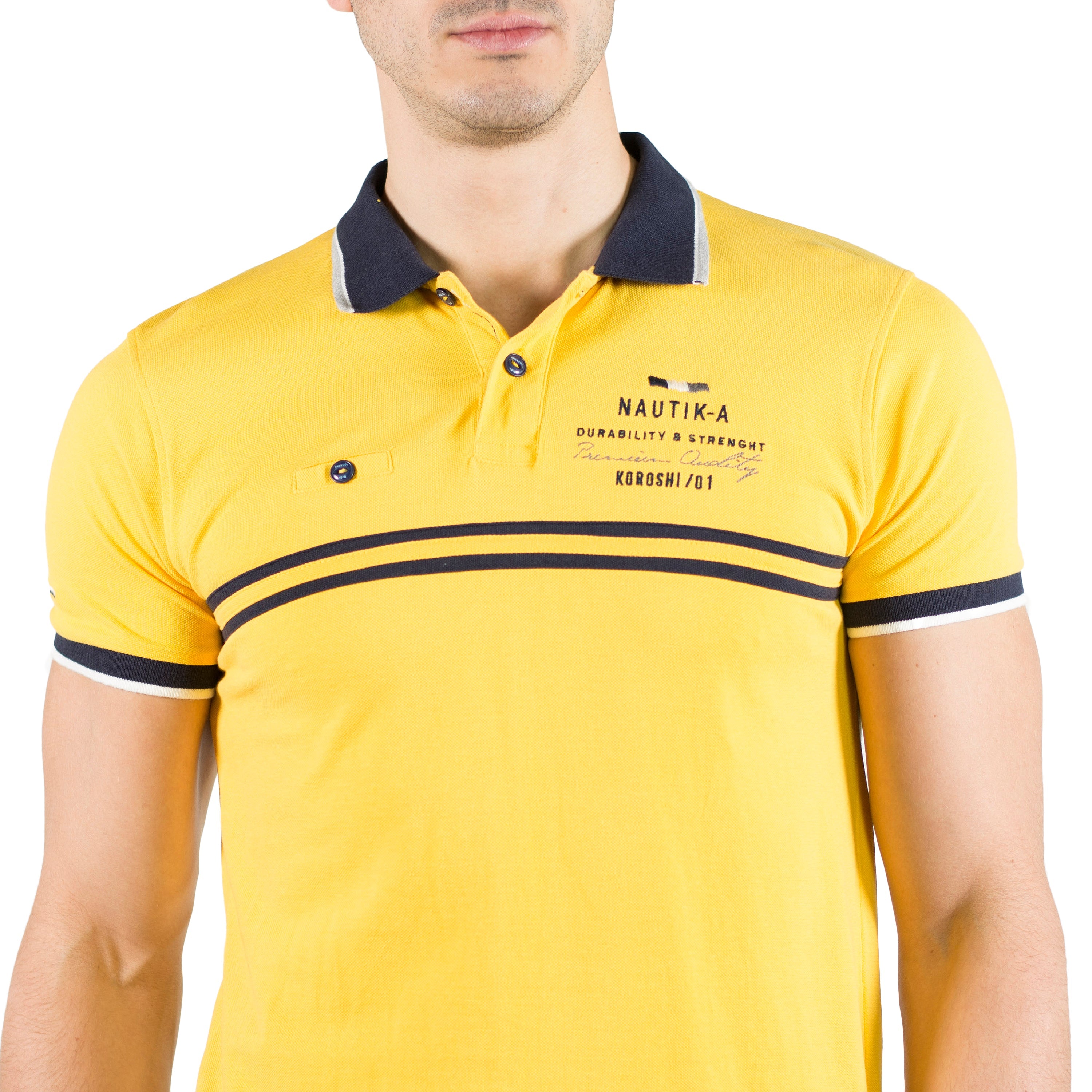 Polo Hombre Piqué Manga Corta con Cinta en Pecho – Koroshi 2011PC15