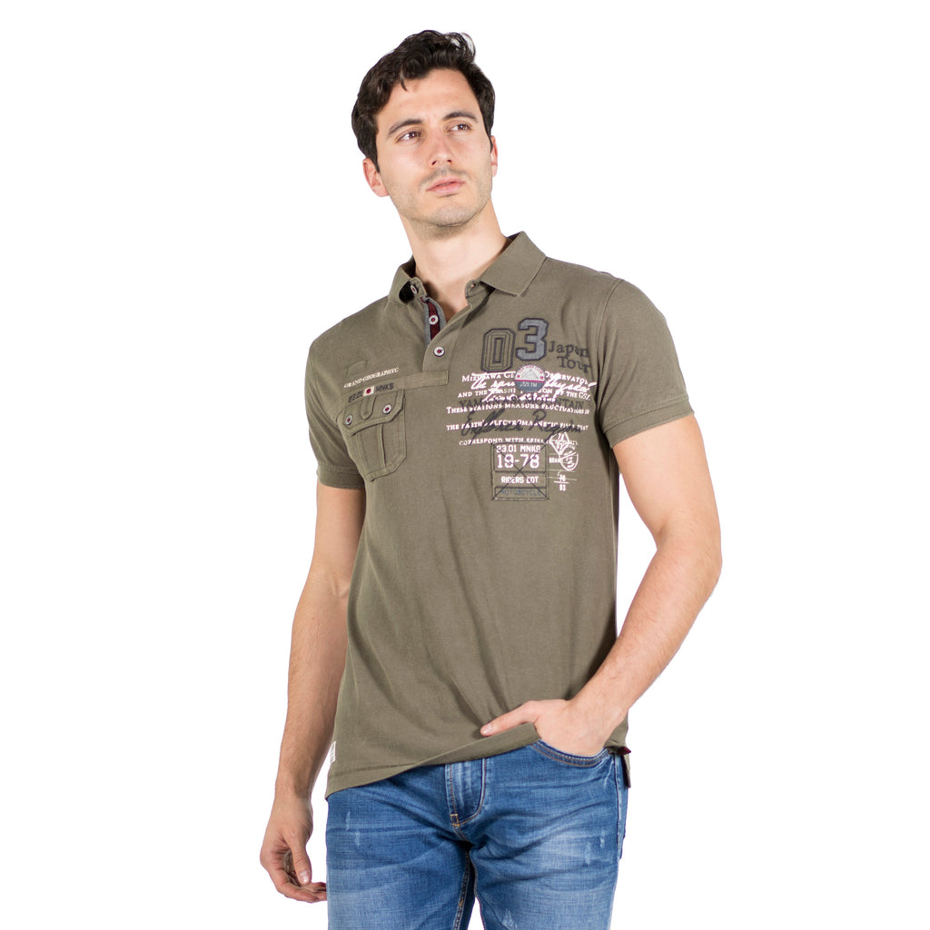 Polo Hombre Piqué Manga Corta con Bolsillo y Estampado – Koroshi 2011PC18
