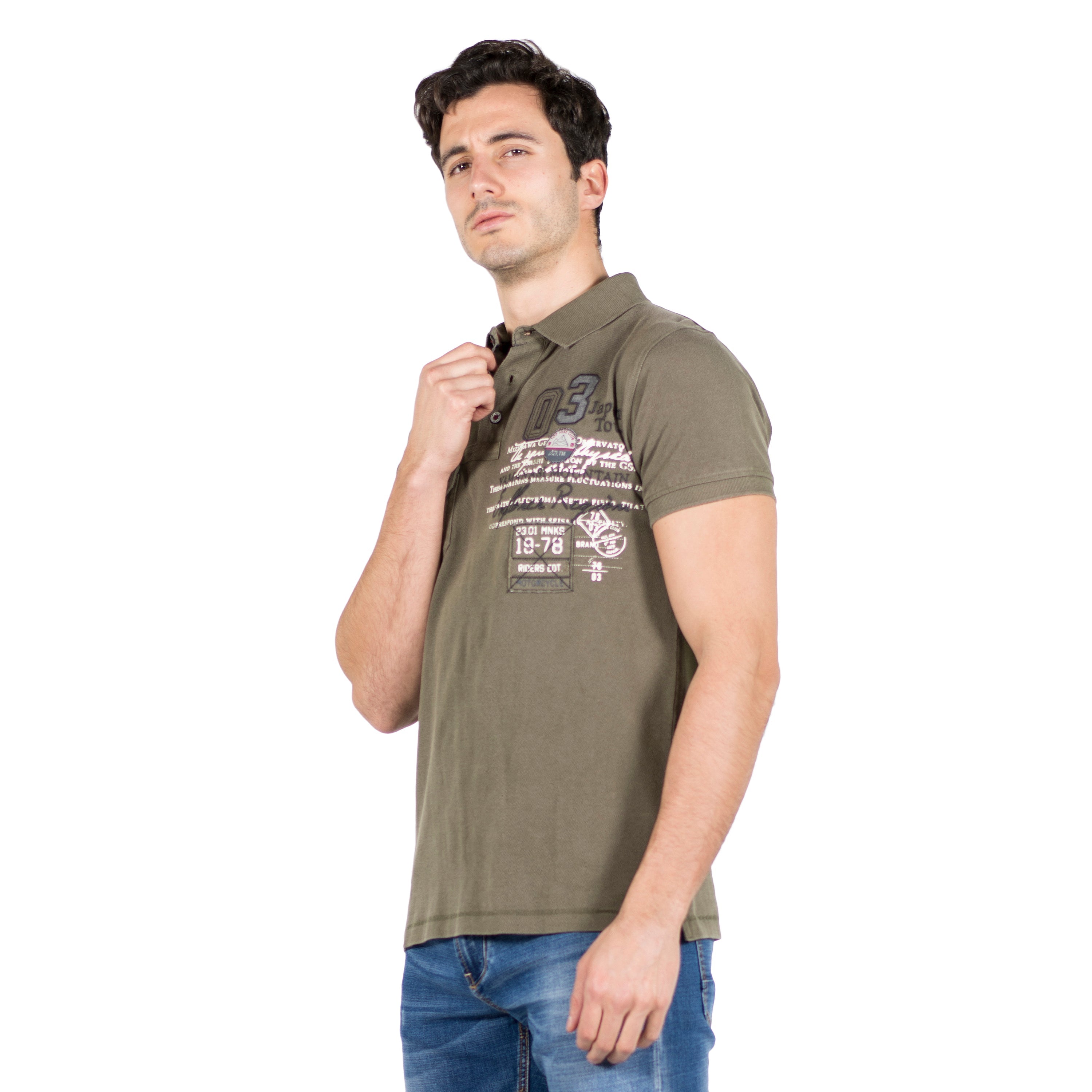Polo Hombre Piqué Manga Corta con Bolsillo y Estampado – Koroshi 2011PC18