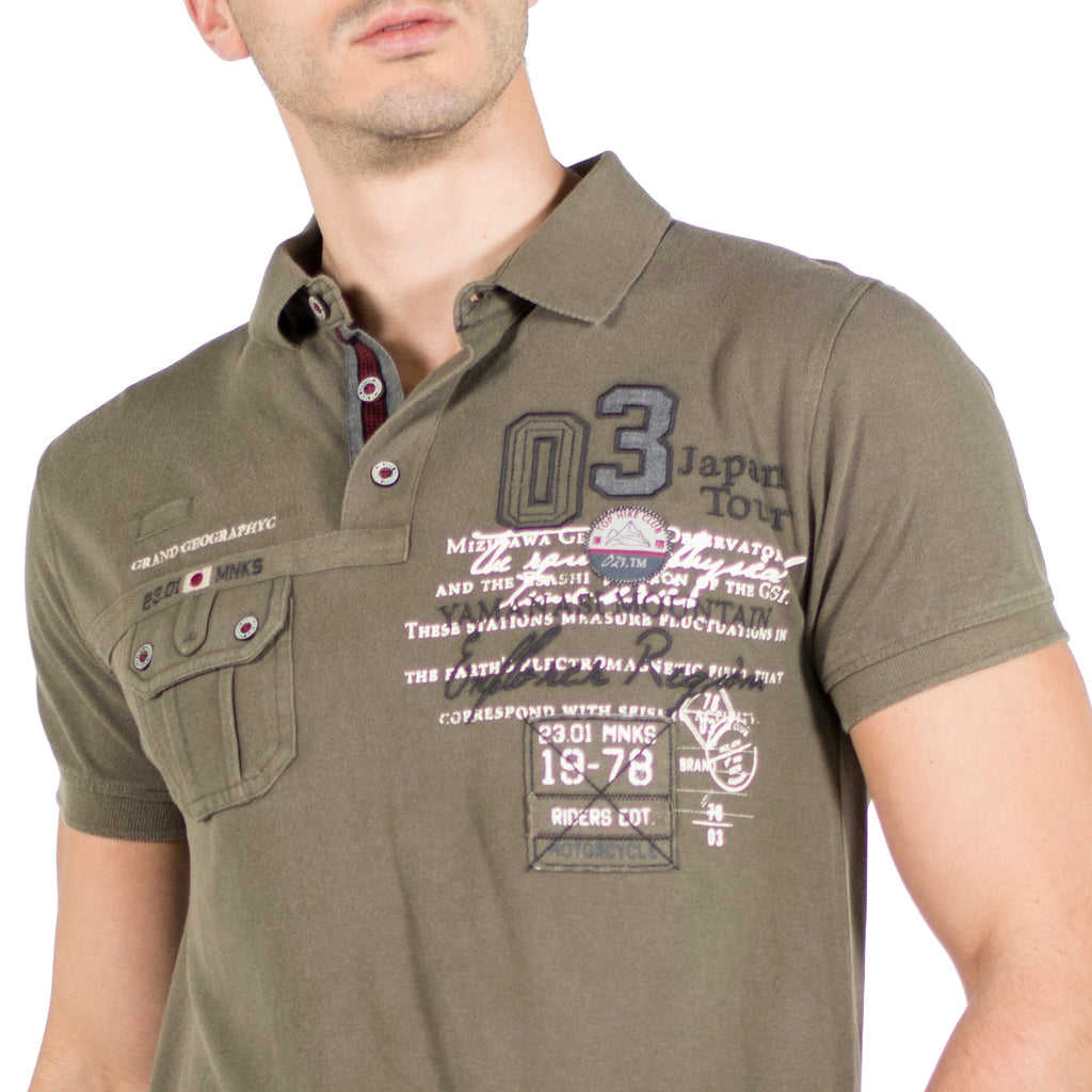 Polo Hombre Piqué Manga Corta con Bolsillo y Estampado – Koroshi 2011PC18