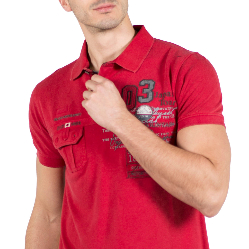 Polo Hombre Piqué Manga Corta con Bolsillo y Estampado – Koroshi 2011PC18