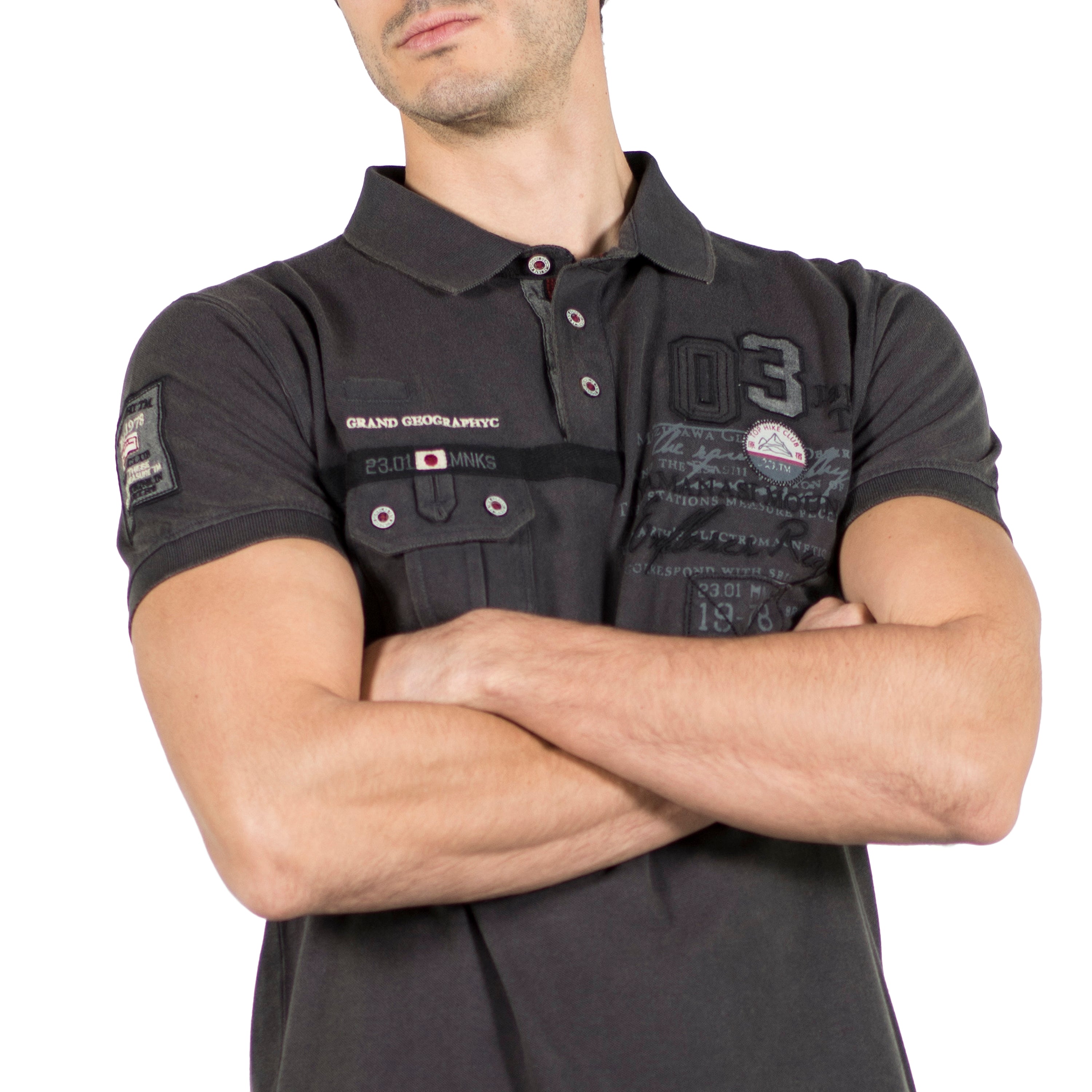 Polo Hombre Piqué Manga Corta con Bolsillo y Estampado – Koroshi 2011PC18