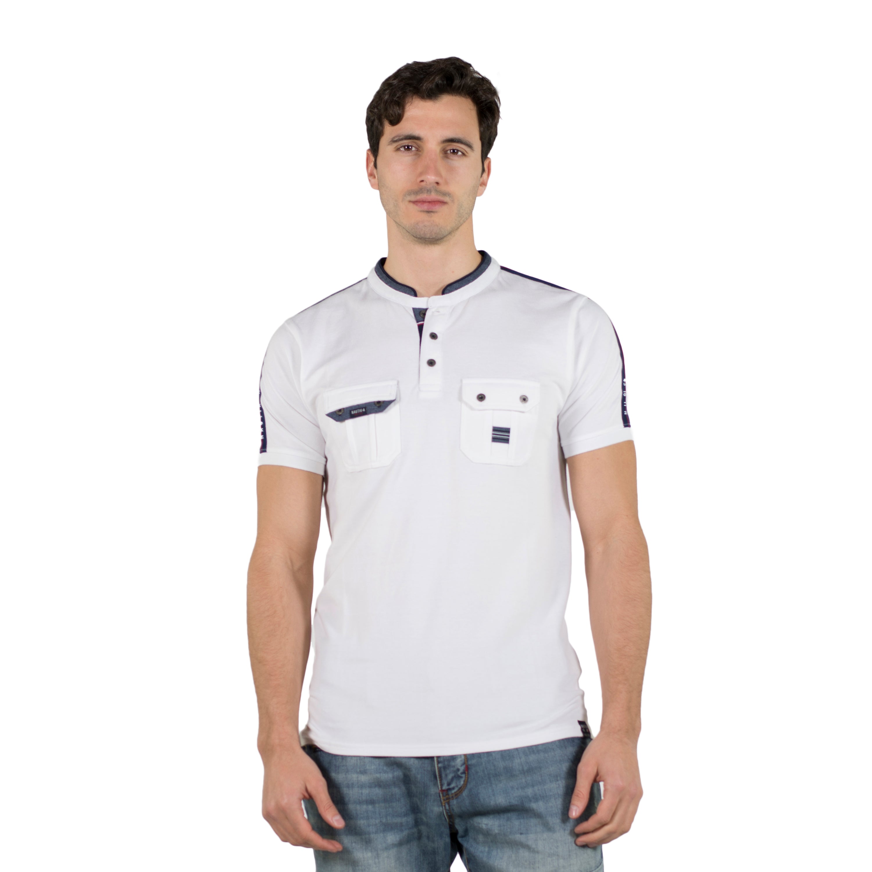 Polo Hombre Cuello Mao Manga Corta con Bolsillos – Koroshi 2011PC26