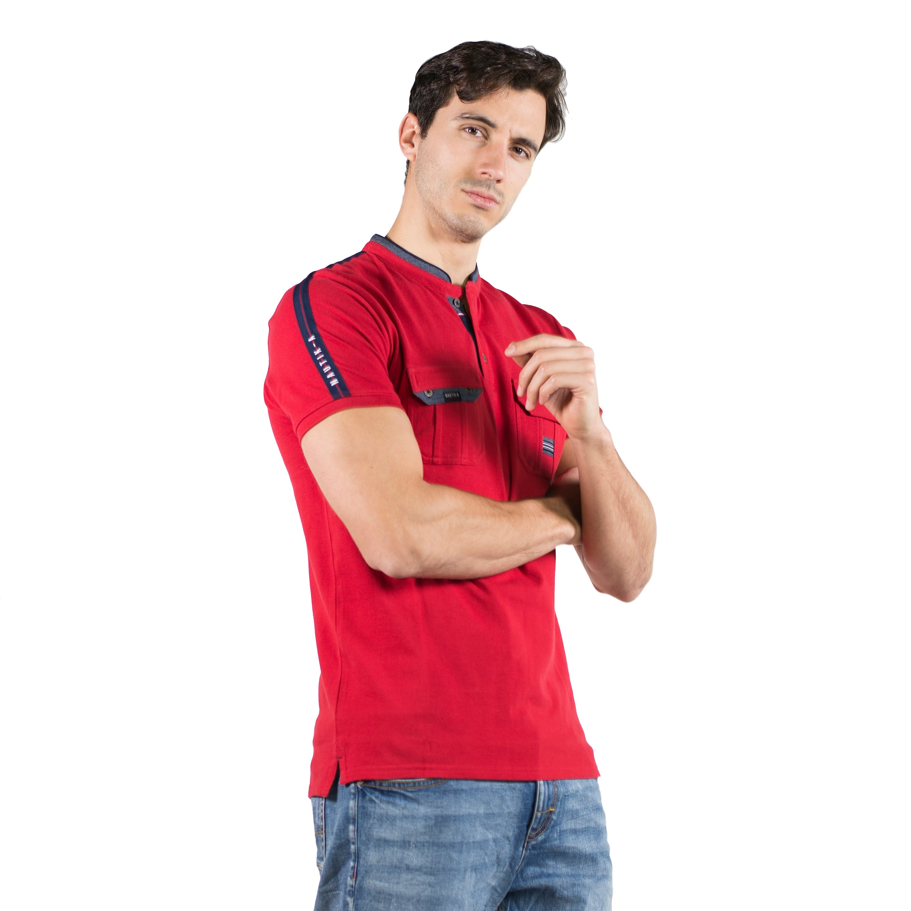 Polo Hombre Cuello Mao Manga Corta con Bolsillos – Koroshi 2011PC26