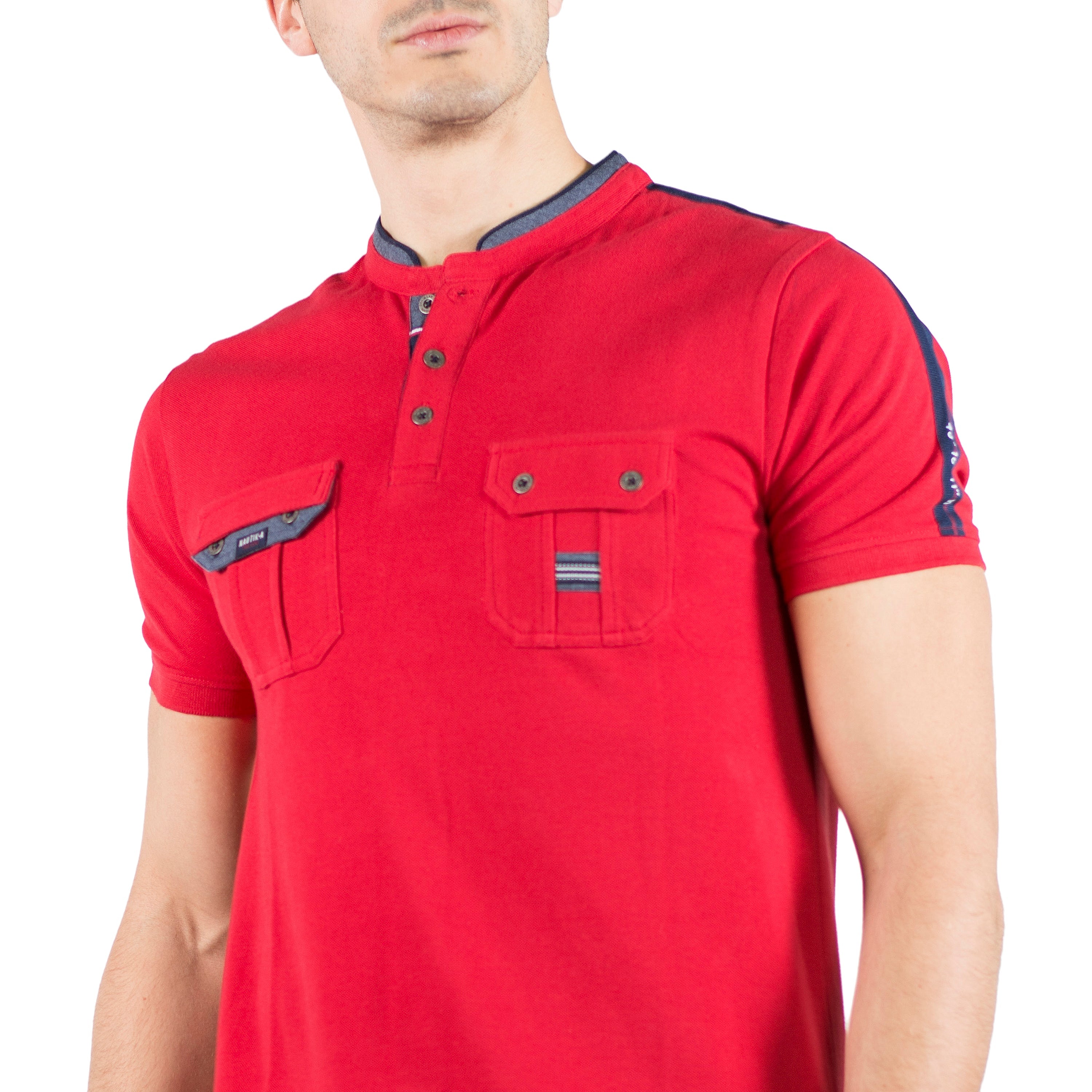 Polo Hombre Cuello Mao Manga Corta con Bolsillos – Koroshi 2011PC26