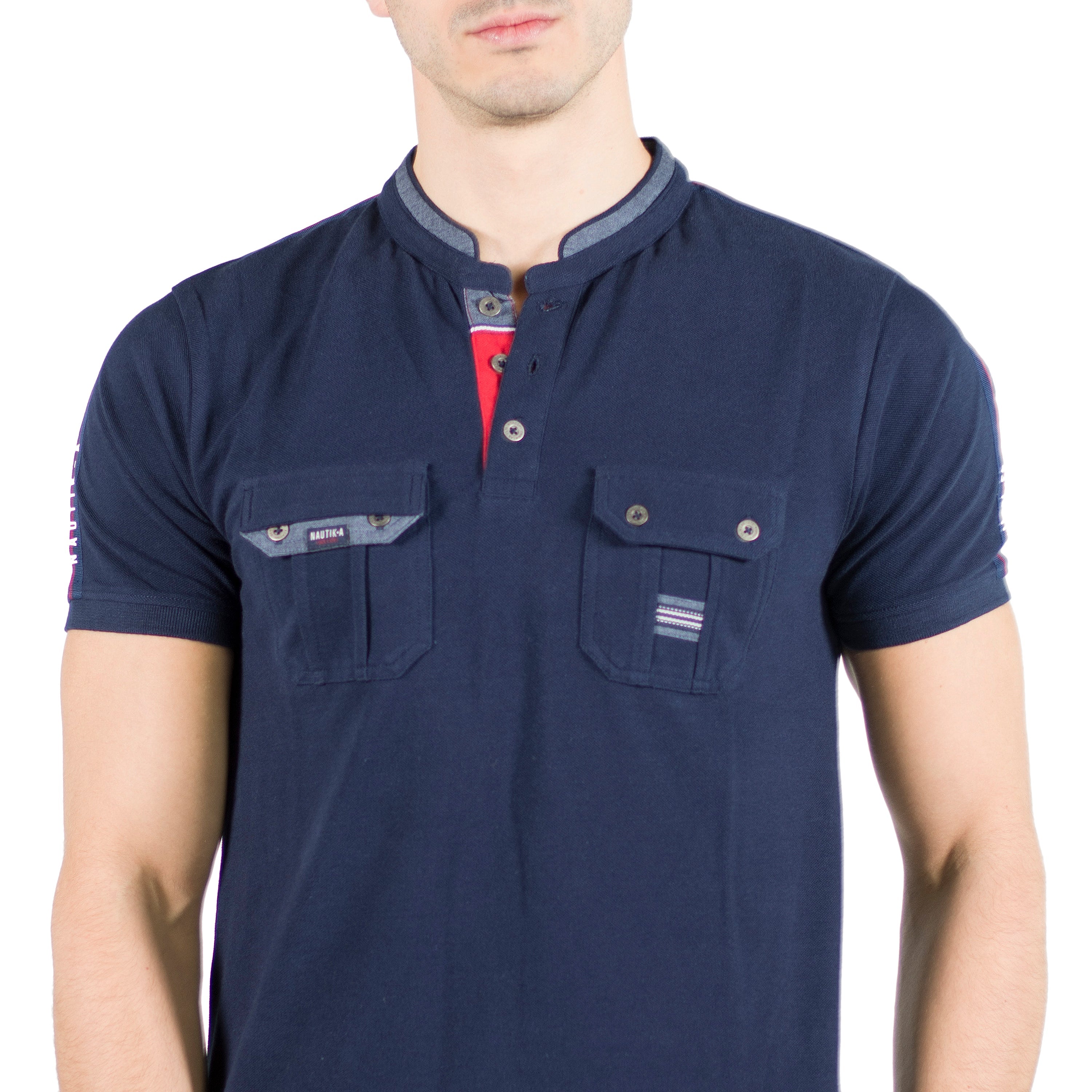 Polo Hombre Cuello Mao Manga Corta con Bolsillos – Koroshi 2011PC26