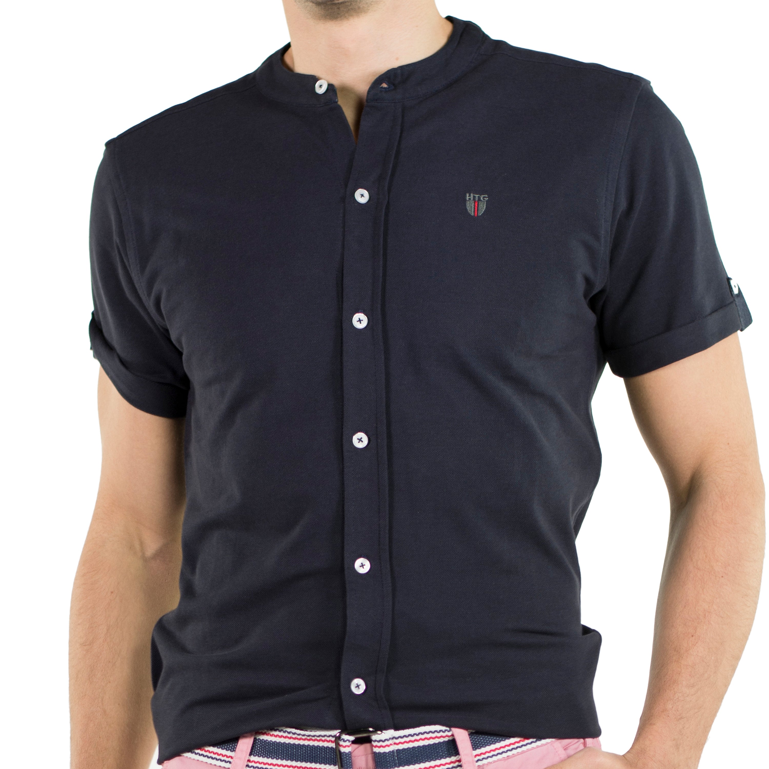 Camisa Hombre Manga Corta Piqué Cuello Mao – Koroshi 2011PC35