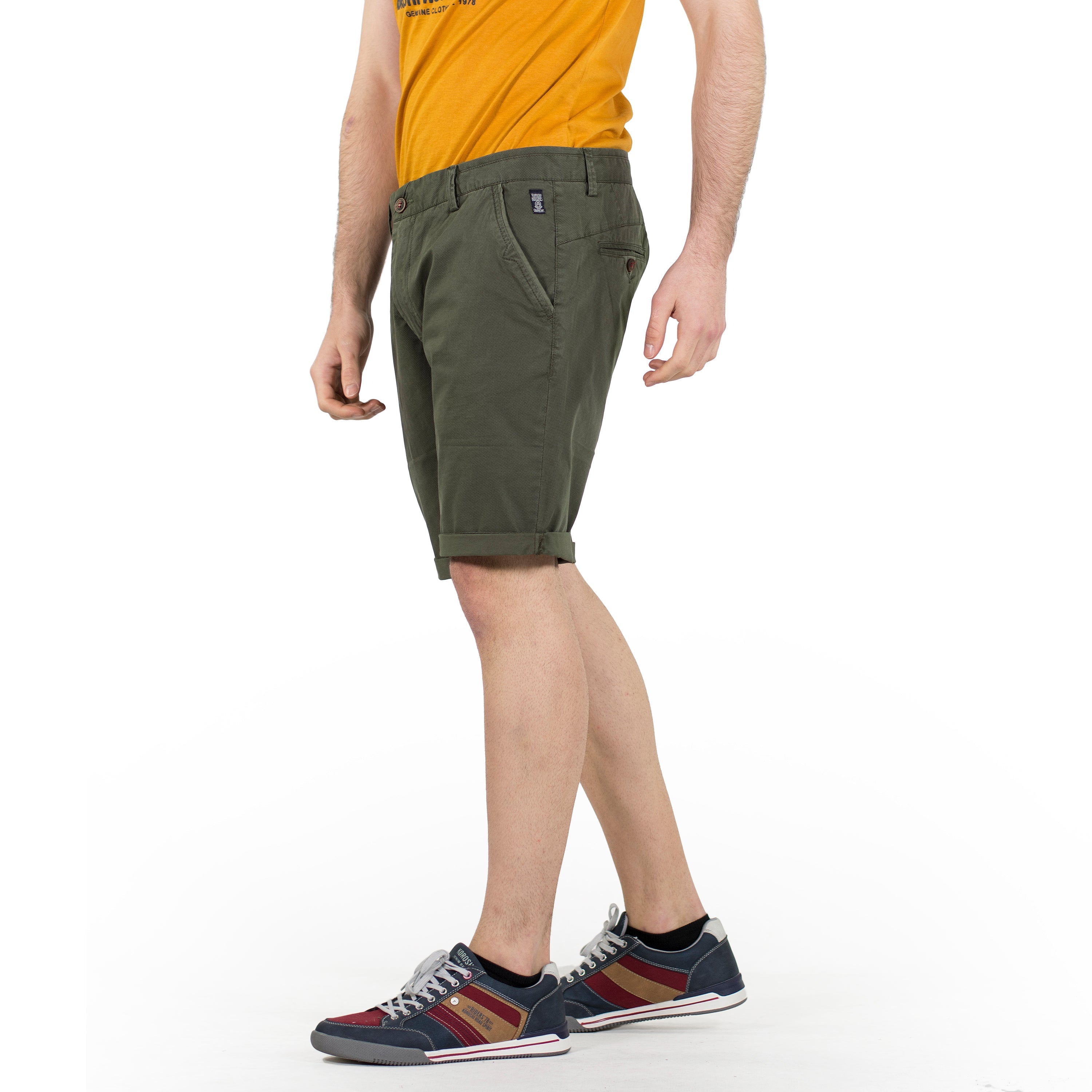 Bermuda Chino con Micro Estampado y Acabado en Vuelta Hombre – Koroshi 2011PS08