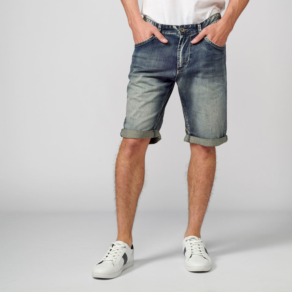 Bermuda Jeans Stretch Regular con Cinco Bolsillos Hombre Azul Claro – Koroshi