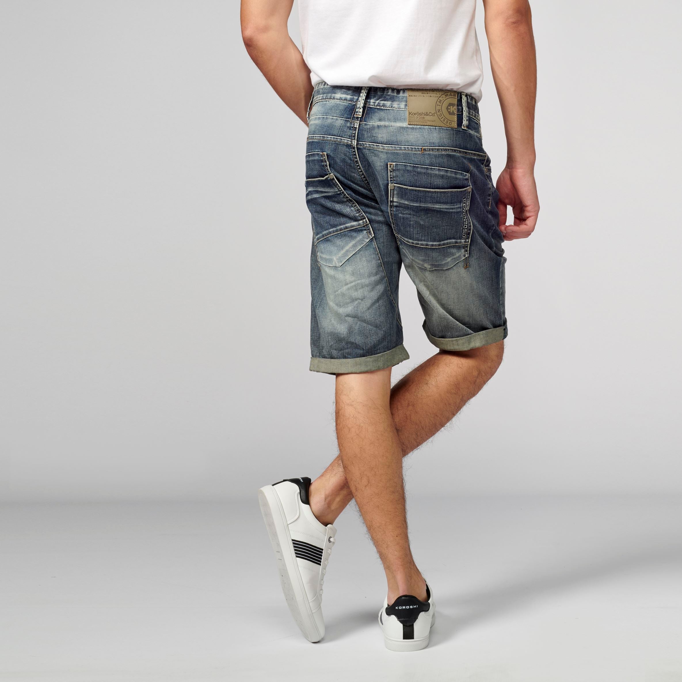 Bermuda Jeans Stretch Regular con Cinco Bolsillos Hombre Azul Claro – Koroshi