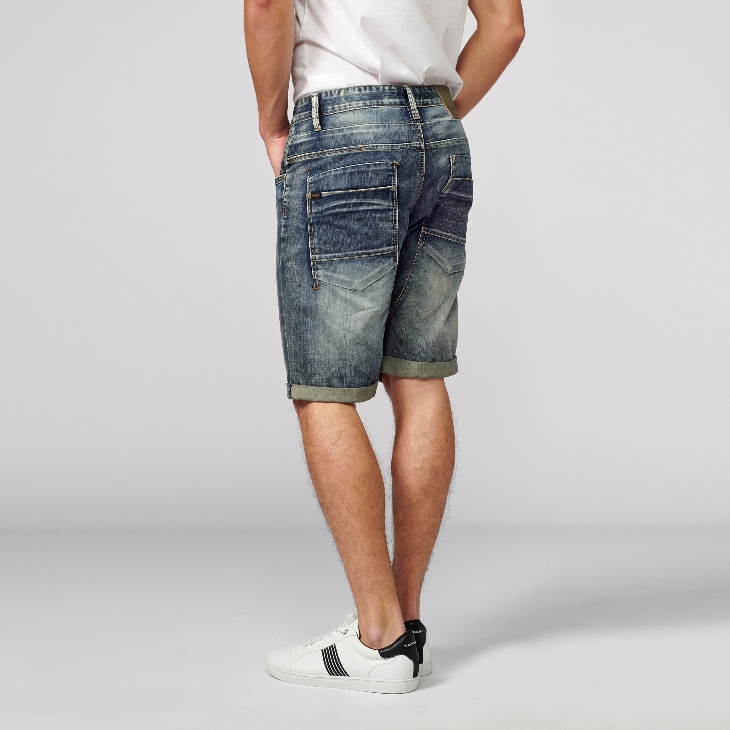 Bermuda Jeans Stretch Regular con Cinco Bolsillos Hombre Azul Claro – Koroshi