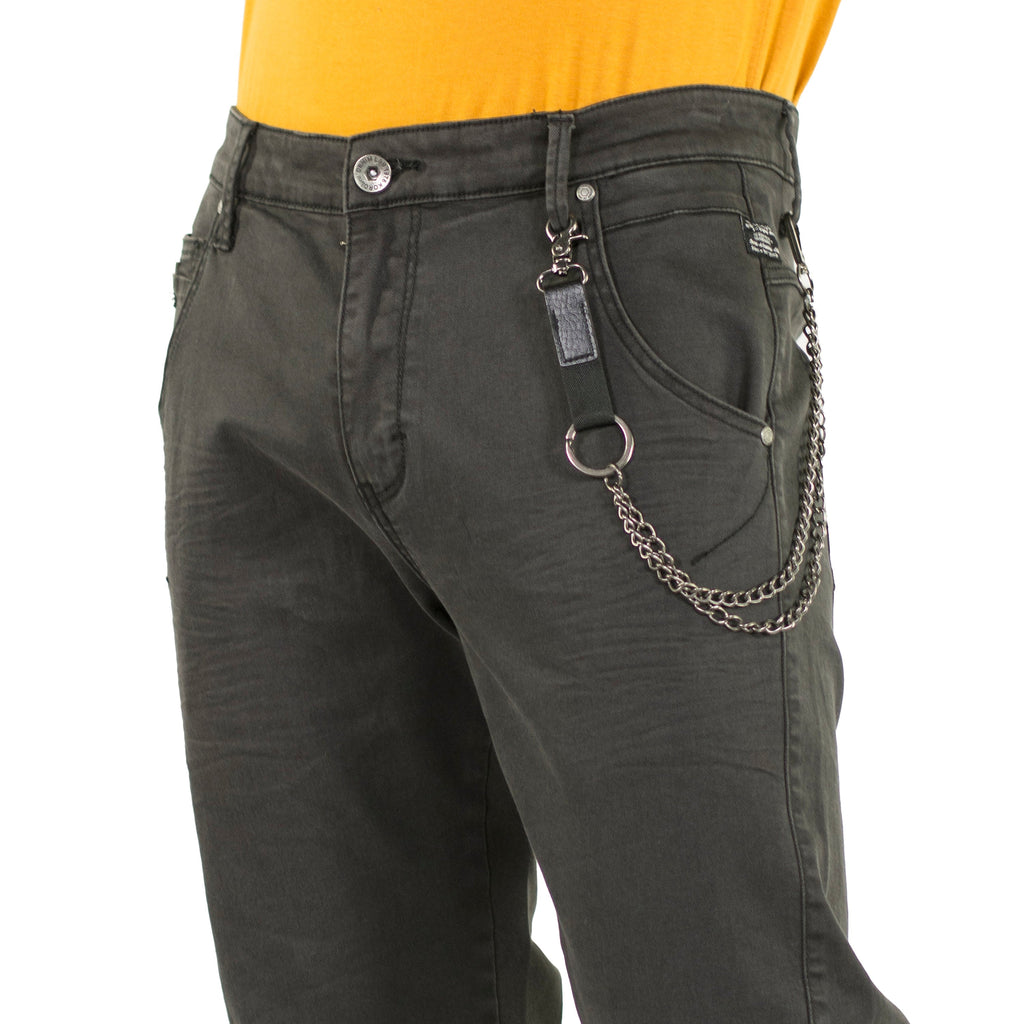 Pantalón Twill Slim Fit Hombre Low Rise con Cadena – Koroshi 2011PT04