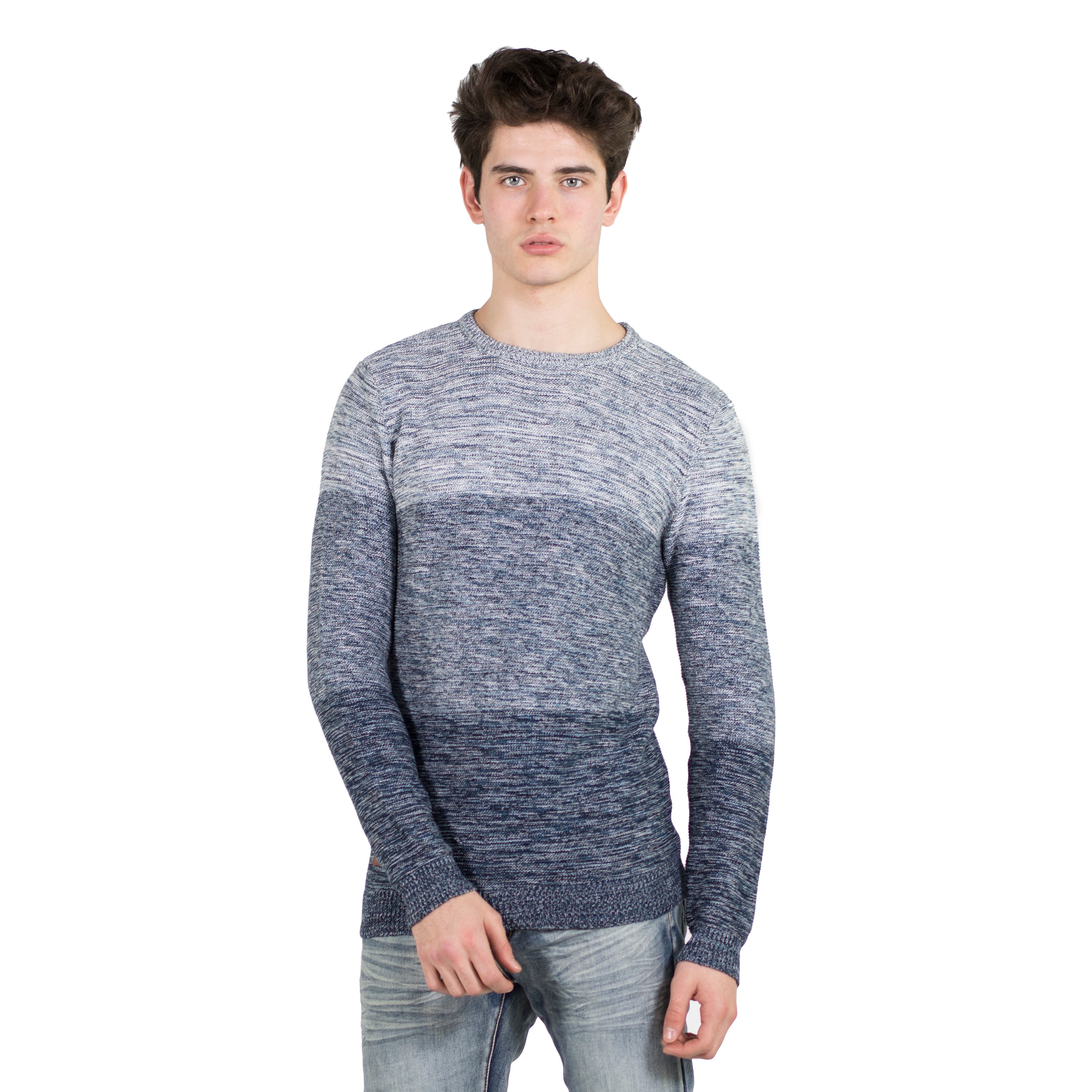 Jersey de Punto Jaspeado Hombre Cuello Redondo – Koroshi Azul