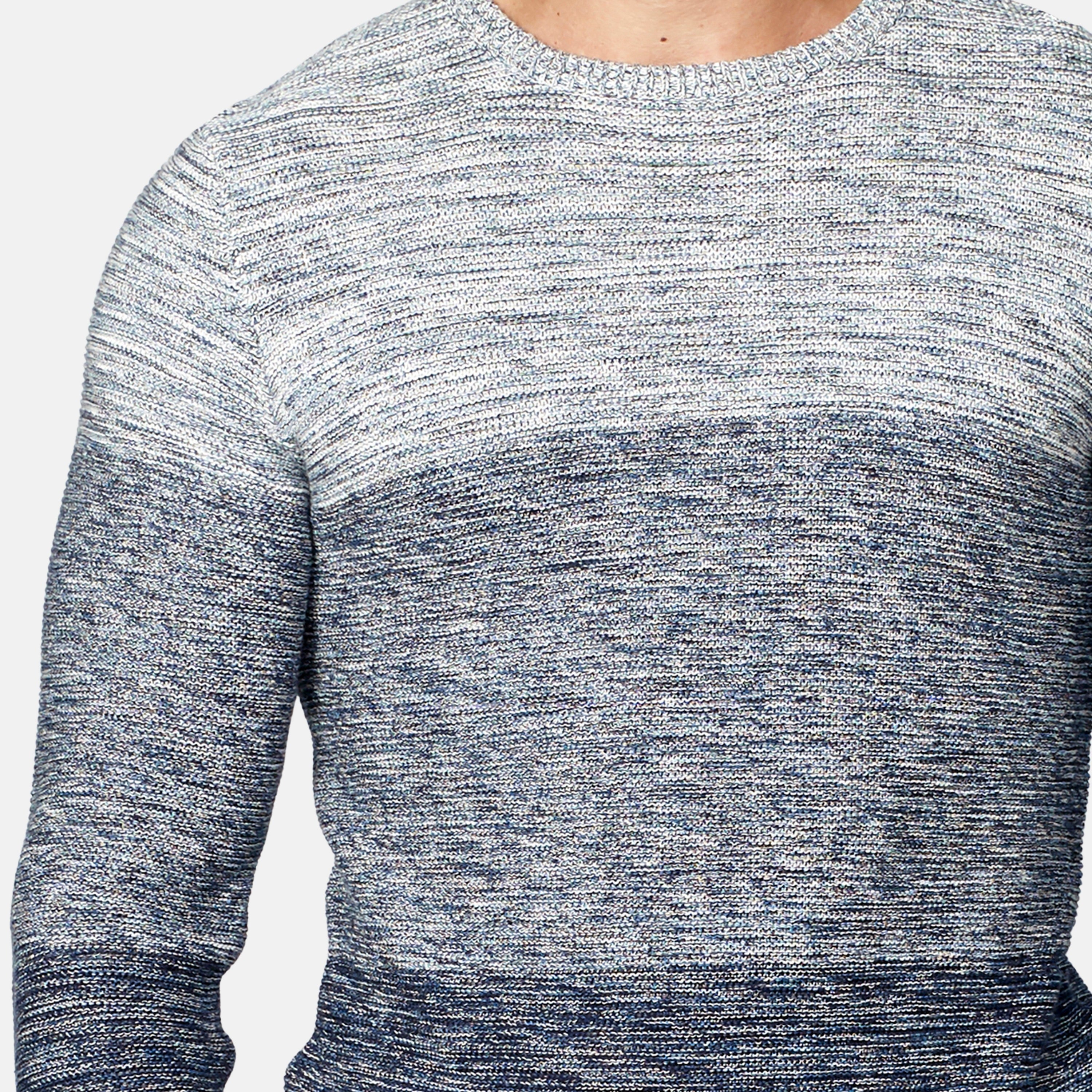 Jersey de Punto Jaspeado Hombre Cuello Redondo – Koroshi Azul