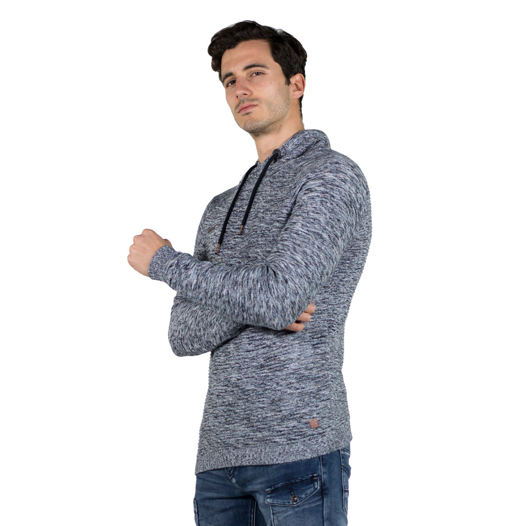 Jersey de Punto Hombre Cuello Cruzado Azul Jaspeado – Koroshi