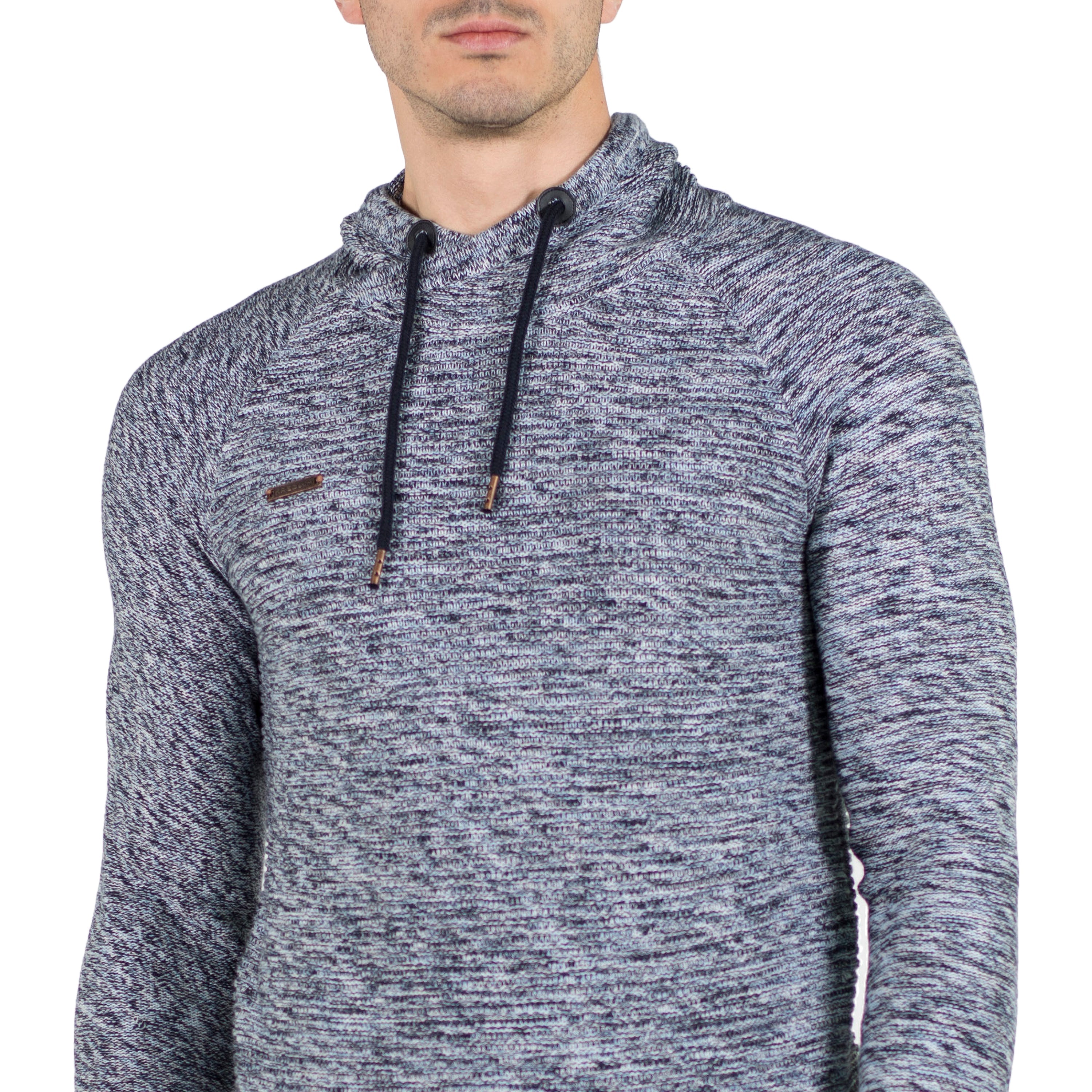 Jersey de Punto Hombre Cuello Cruzado Azul Jaspeado – Koroshi