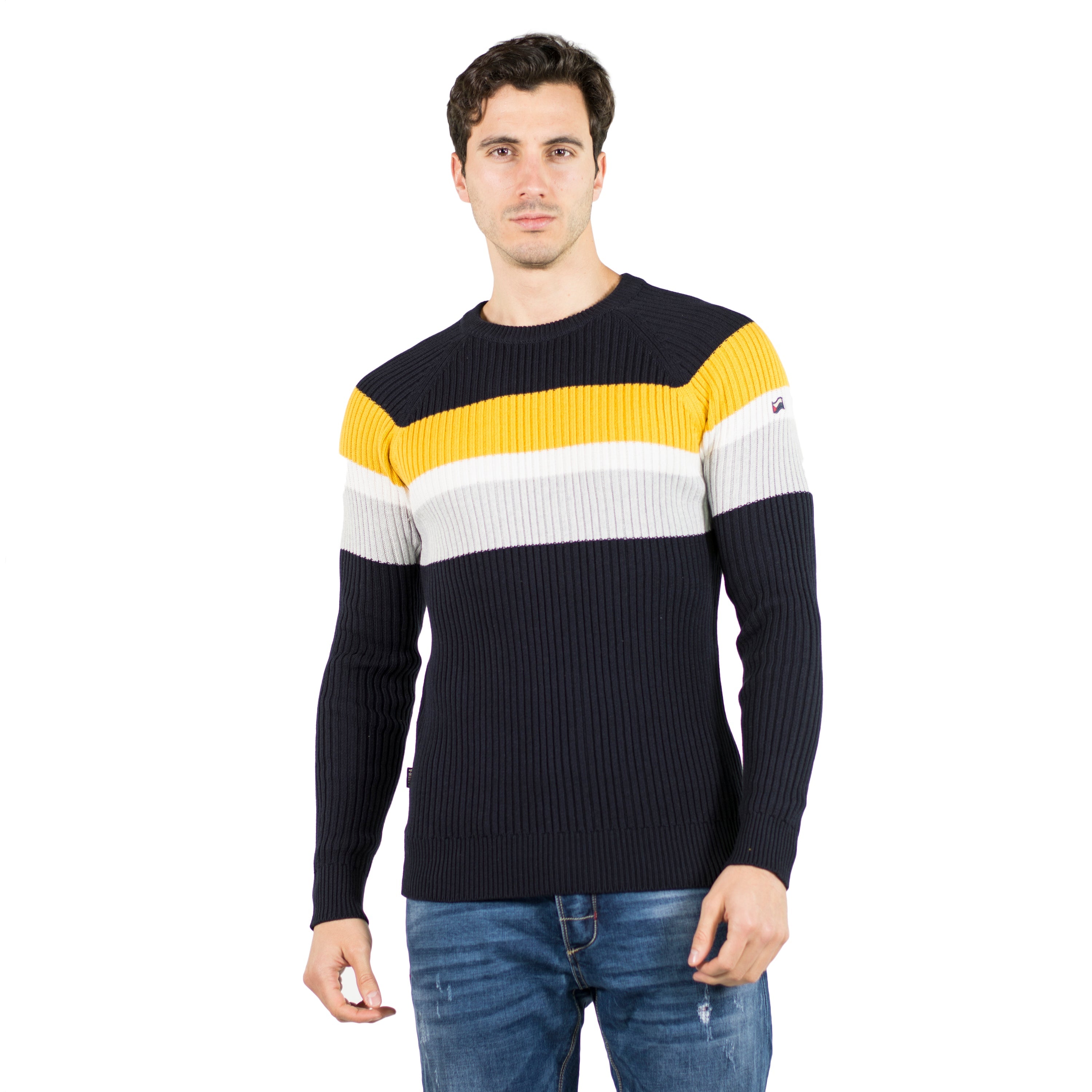 Jersey de Punto Canalé Hombre con Rayas a Contraste – Koroshi 2011TR11