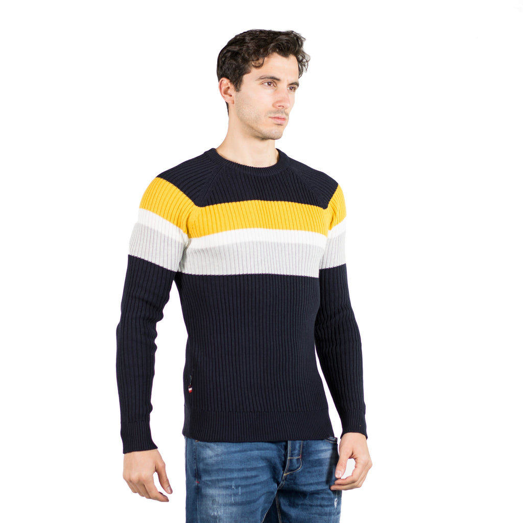 Jersey de Punto Canalé Hombre con Rayas a Contraste – Koroshi 2011TR11