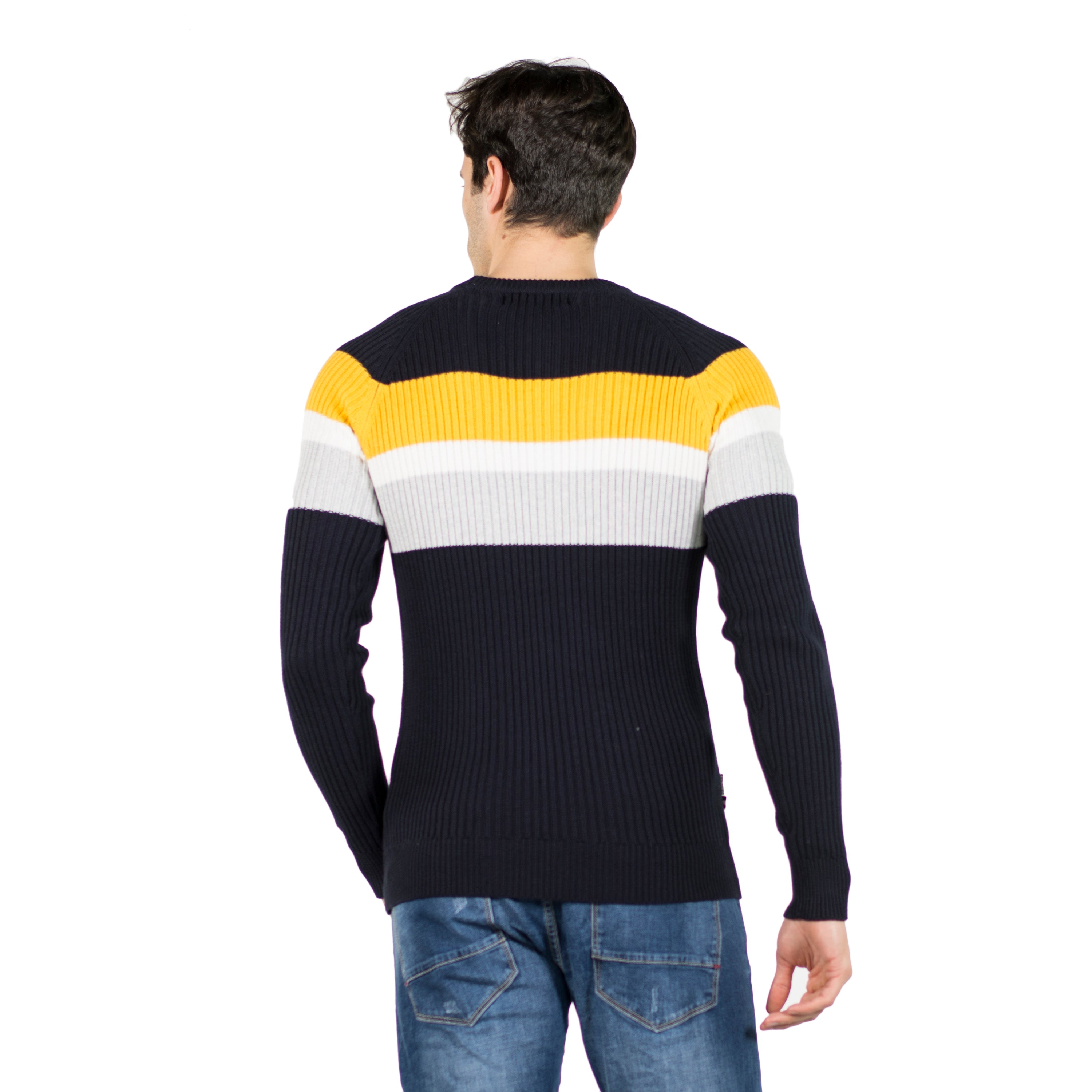 Jersey de Punto Canalé Hombre con Rayas a Contraste – Koroshi 2011TR11