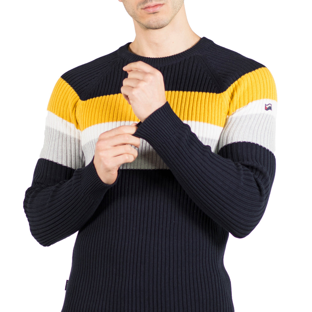 Jersey de Punto Canalé Hombre con Rayas a Contraste – Koroshi 2011TR11
