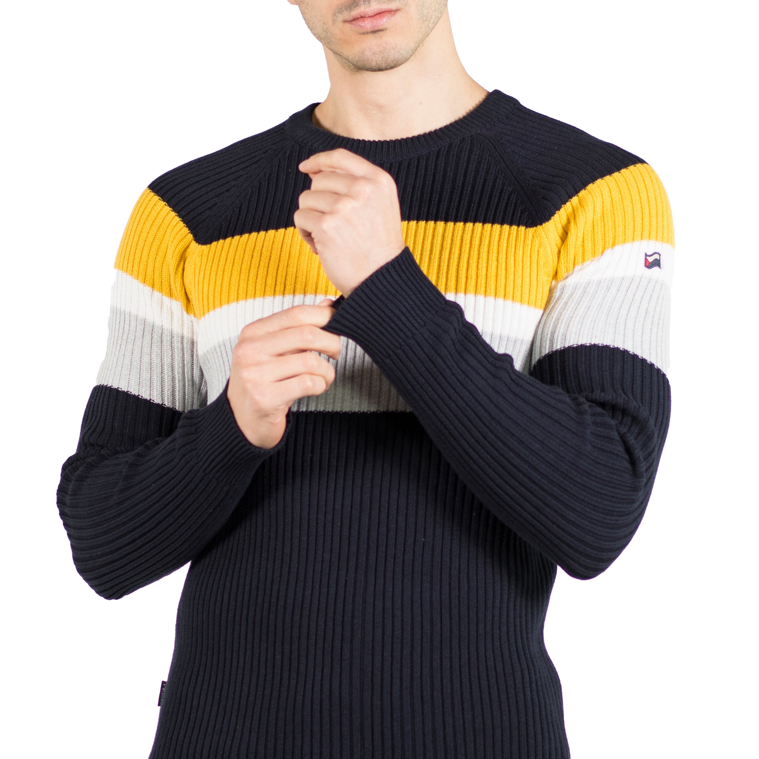 Jersey de Punto Canalé Hombre con Rayas a Contraste – Koroshi 2011TR11