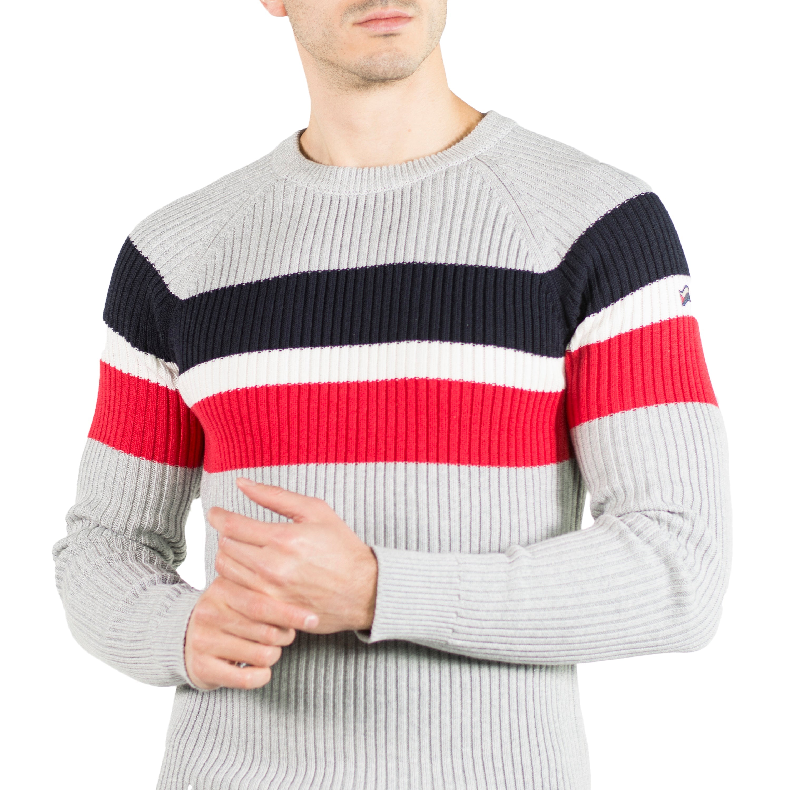 Jersey de Punto Canalé Hombre con Rayas a Contraste – Koroshi 2011TR11