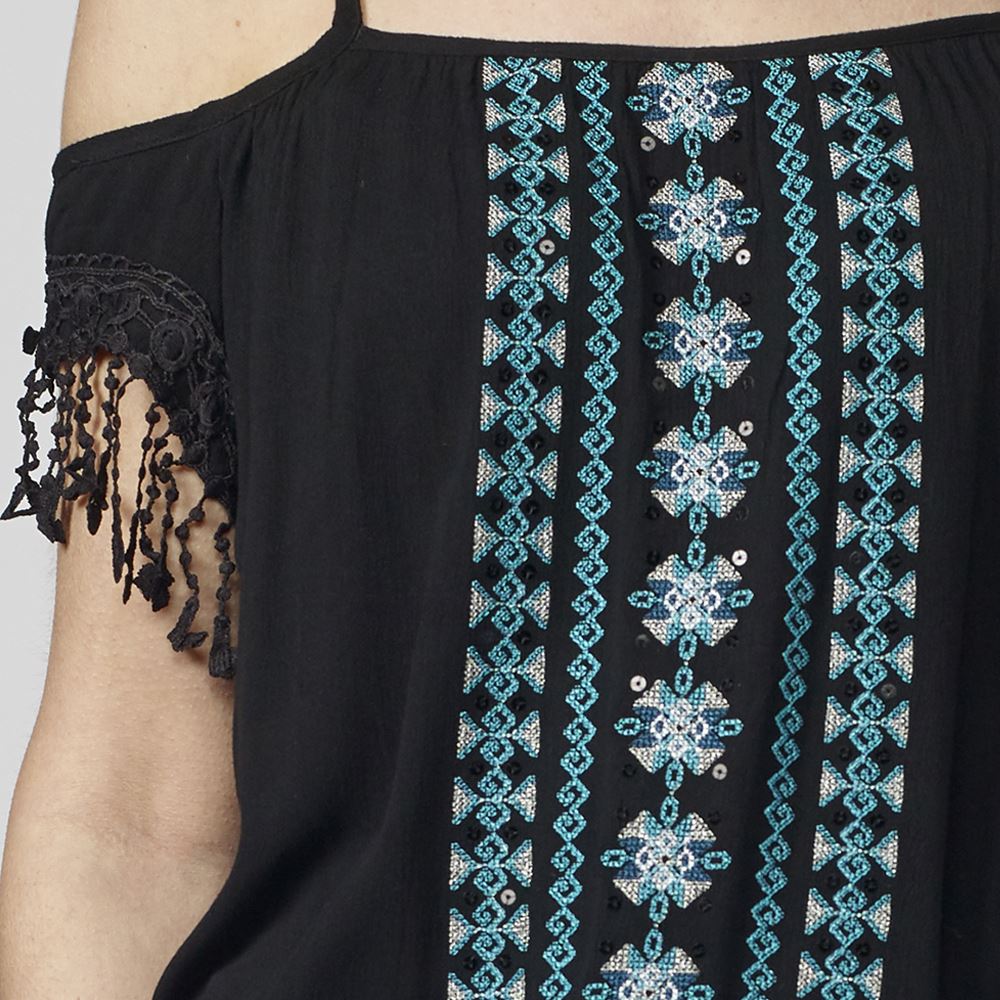 Blusa Bámbula Mujer Hombros Descubiertos con Bordados – Koroshi 2012BL91