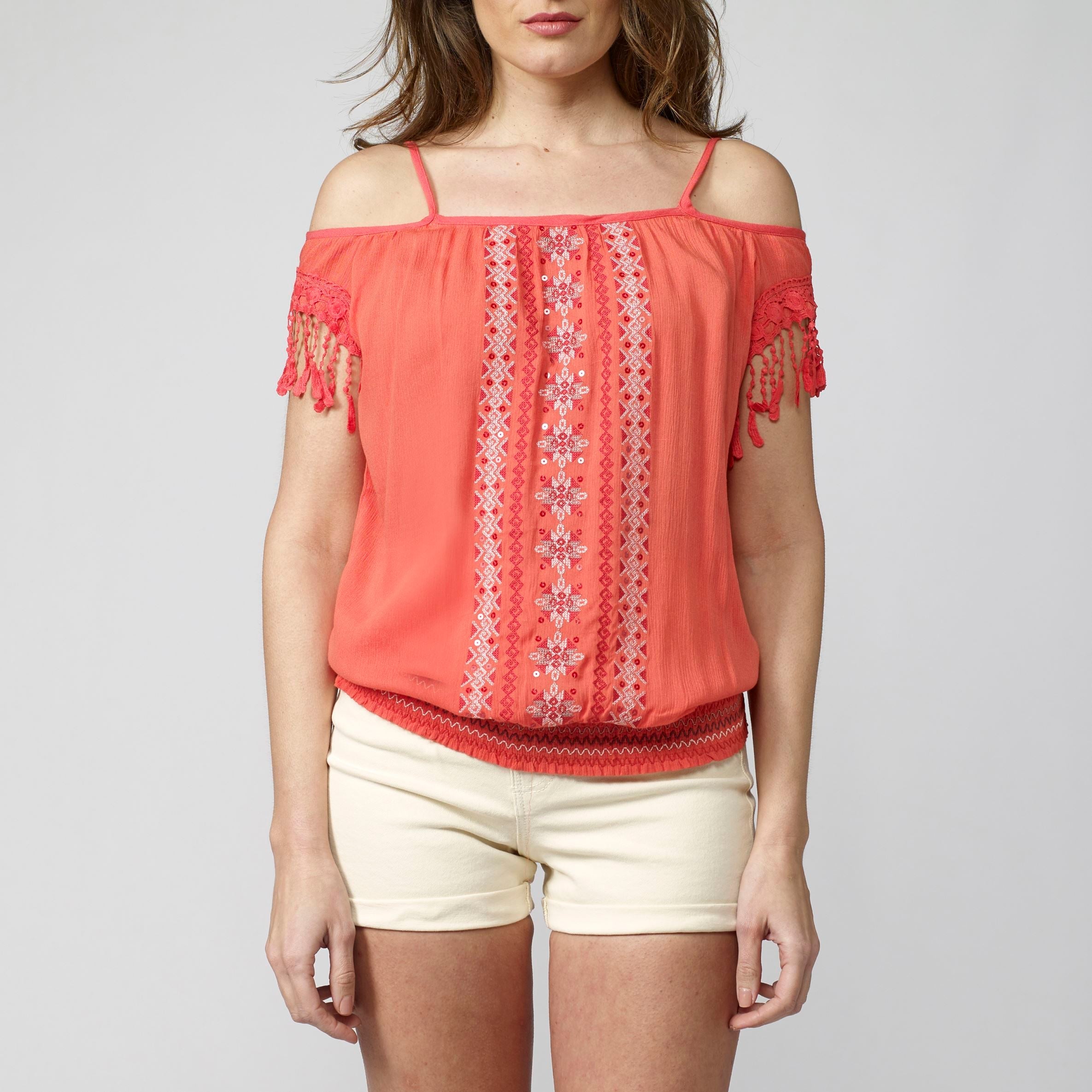 Blusa Bámbula Mujer Hombros Descubiertos con Bordados – Koroshi 2012BL91