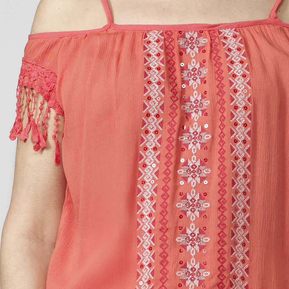 Blusa Bámbula Mujer Hombros Descubiertos con Bordados – Koroshi 2012BL91